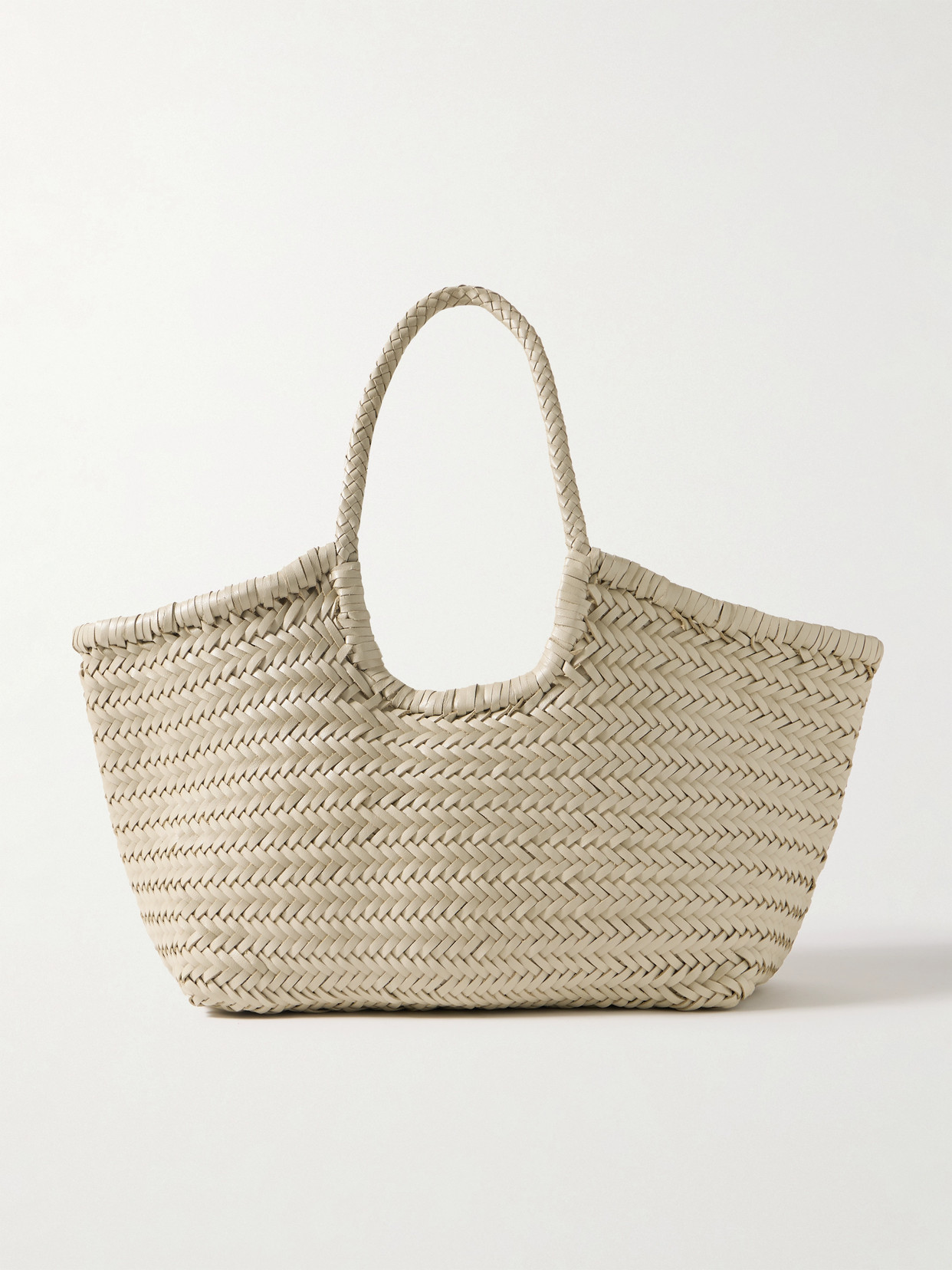 Dragon Diffusion Nantucket Large Woven Leather Tote In Cream