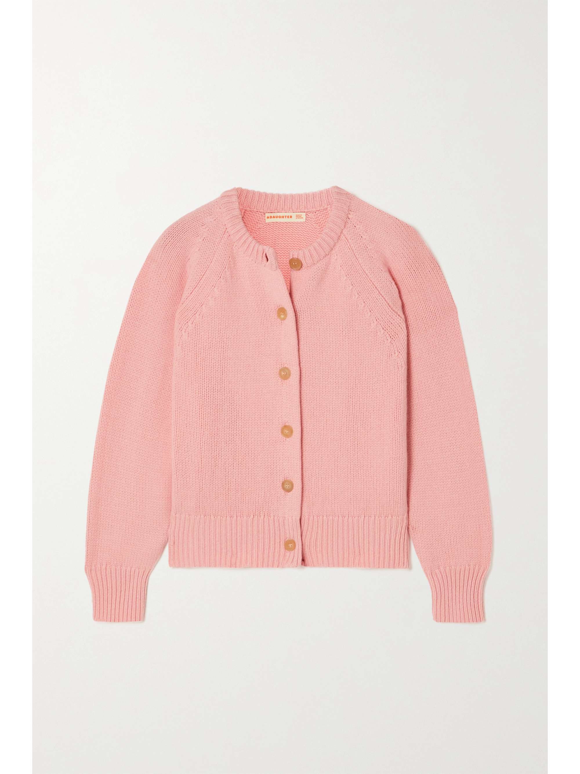 pink wool cardigan