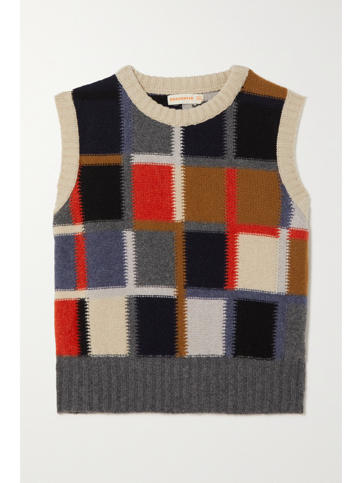 And-daughter + Net Sustain Tralee Intarsia Wool Tank In Ecru