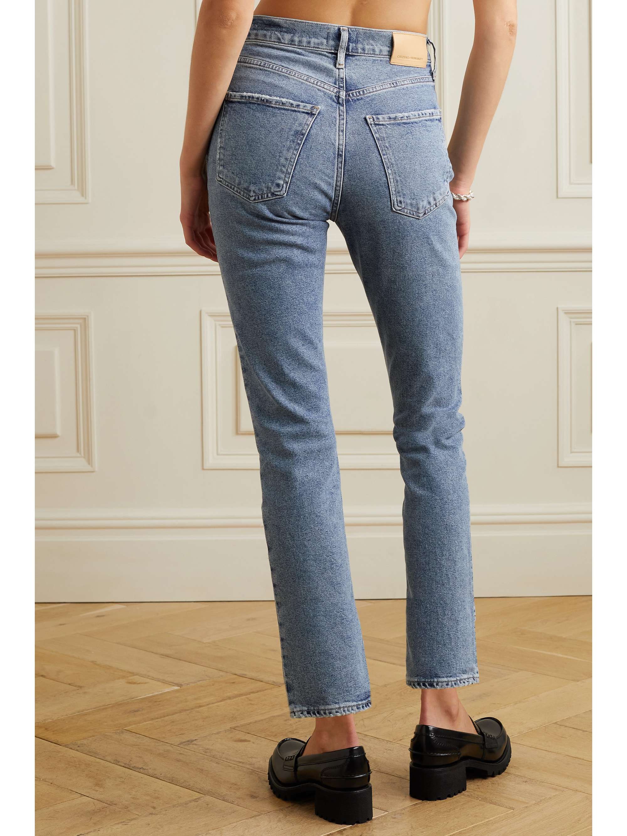Mid denim Jolene cropped cotton 