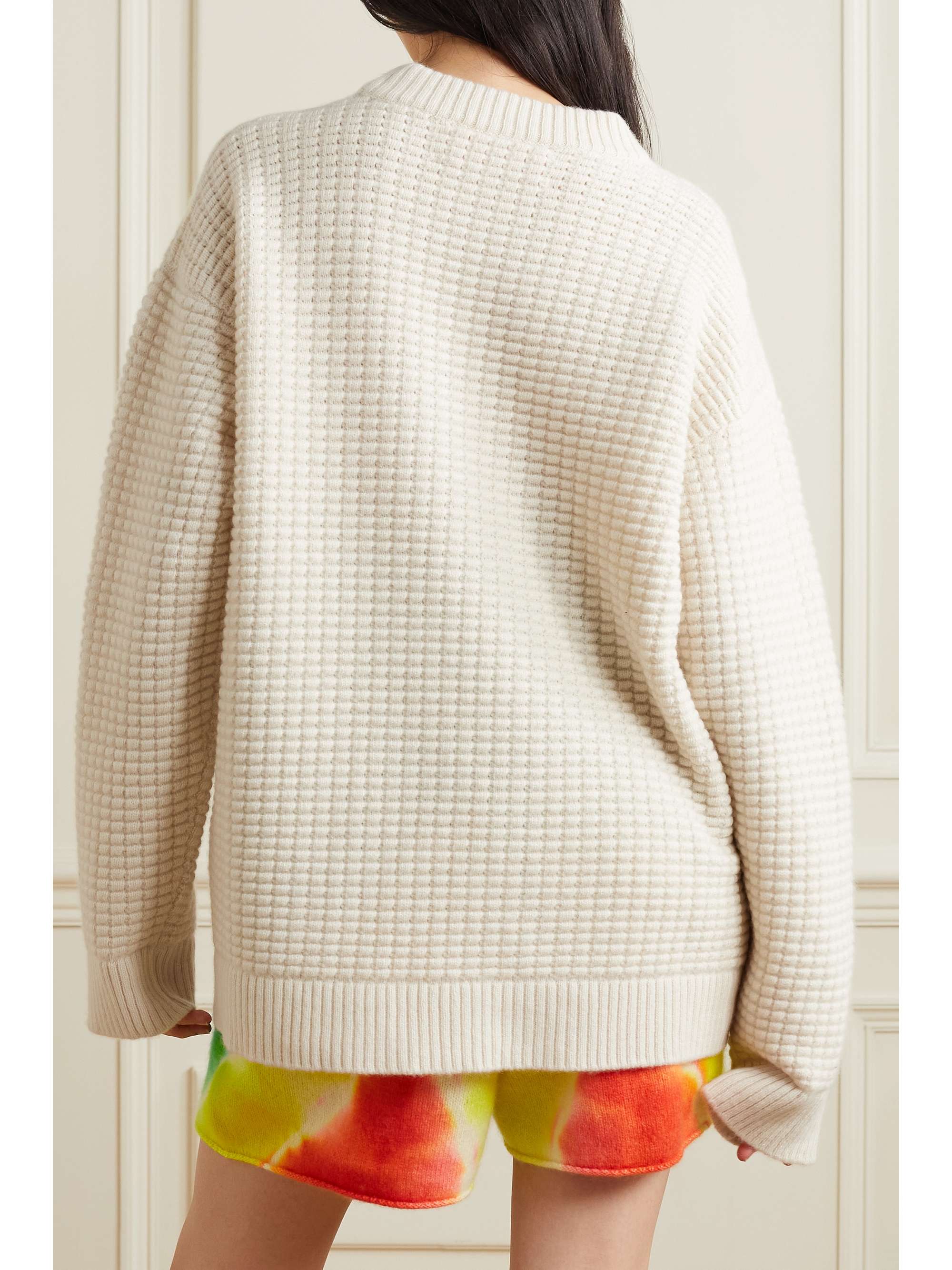 THE ELDER STATESMAN Oversized waffle-knit cashmere sweater