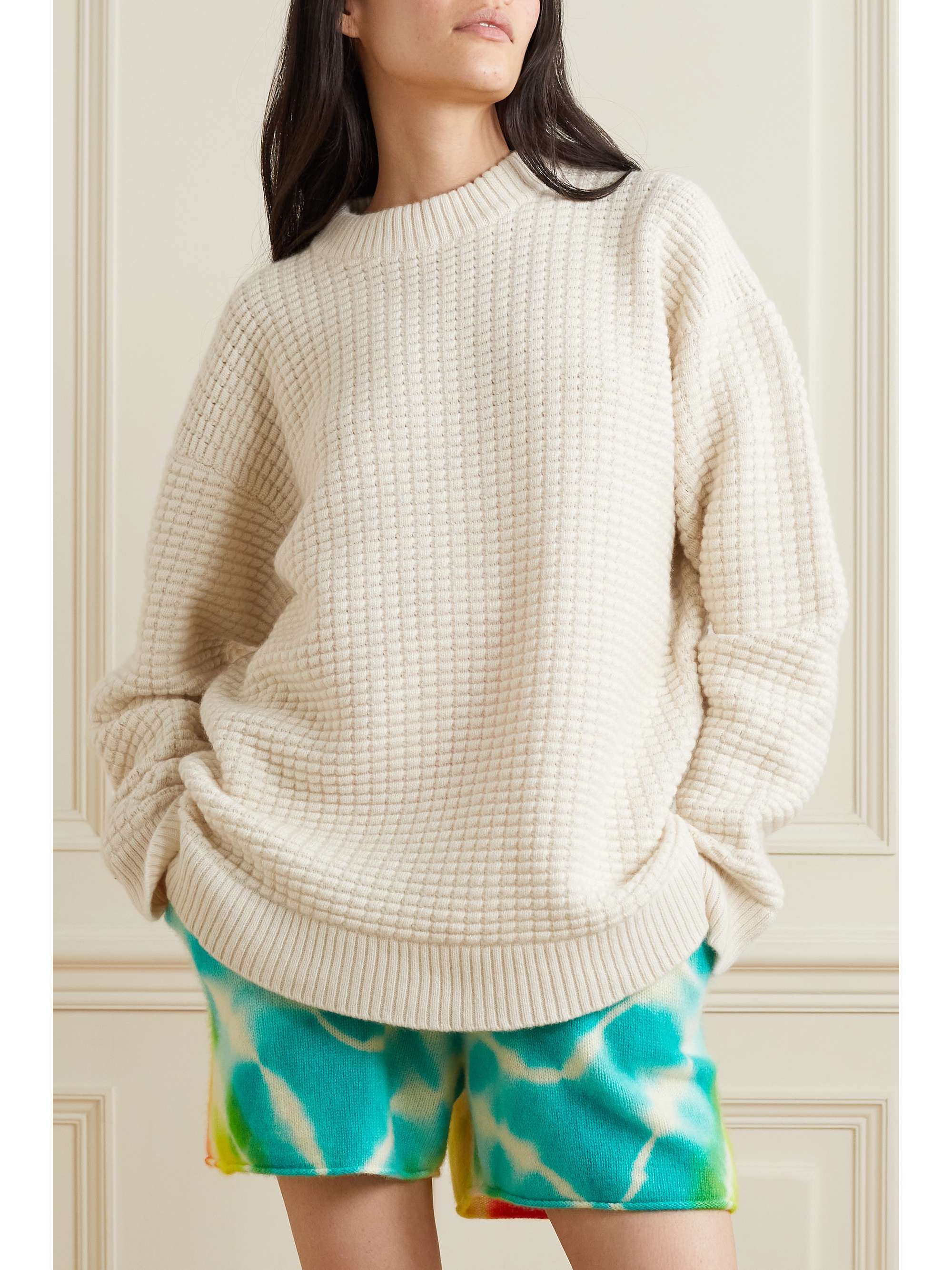 THE ELDER STATESMAN Oversized waffle-knit cashmere sweater