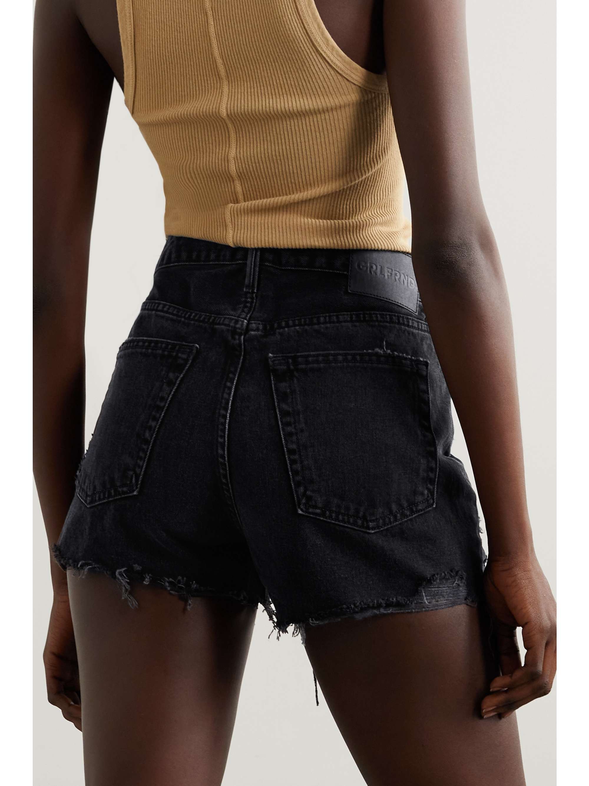 Black Helena distressed denim shorts | GRLFRND | NET-A-PORTER