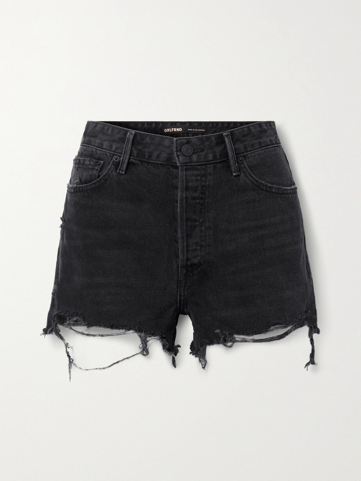 Grlfrnd Helena Distressed Denim Shorts In Black