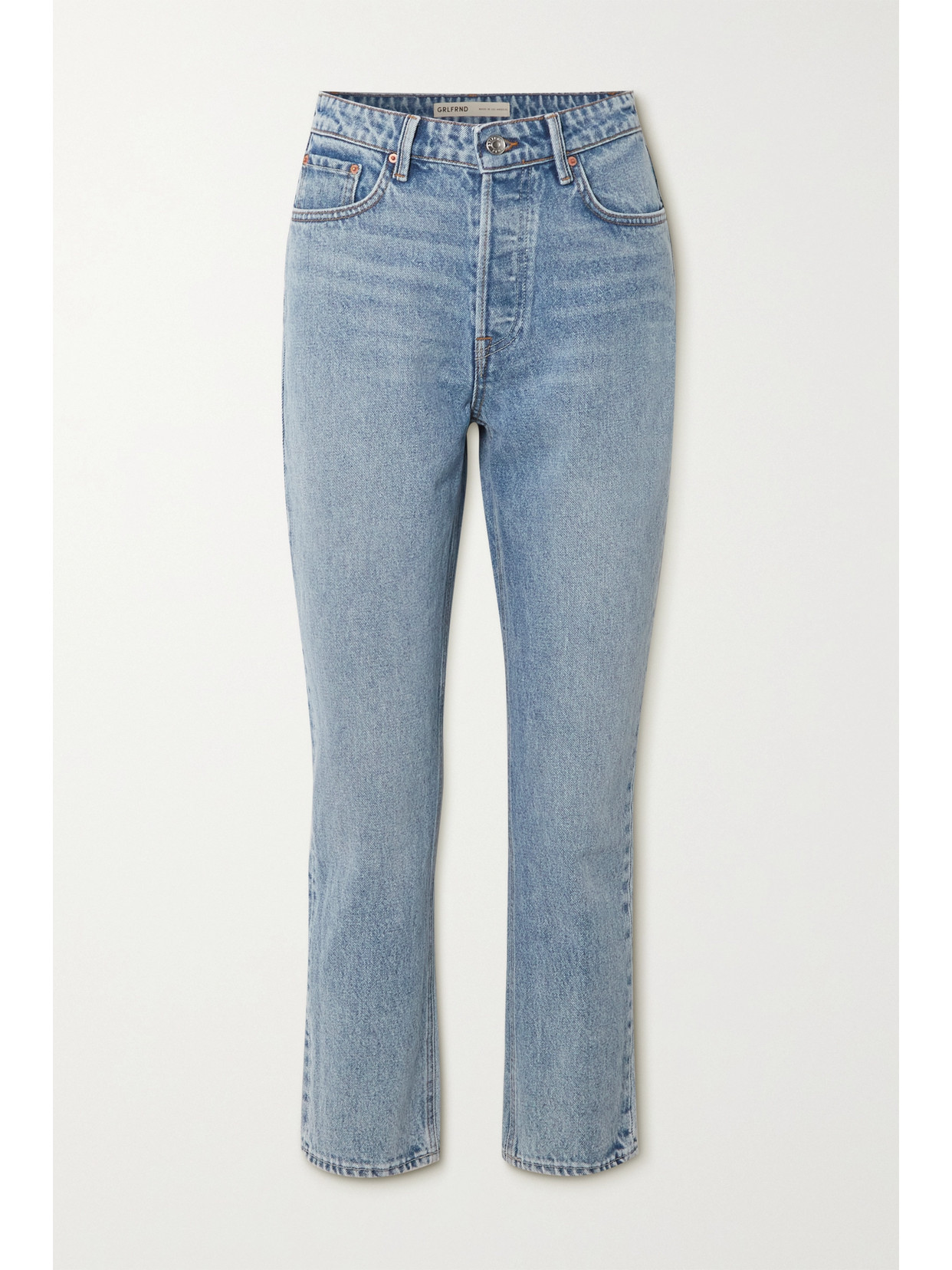Grlfrnd Womens Larchmont Karolina Slim-leg High-rise Jeans 27 In Mid Denim