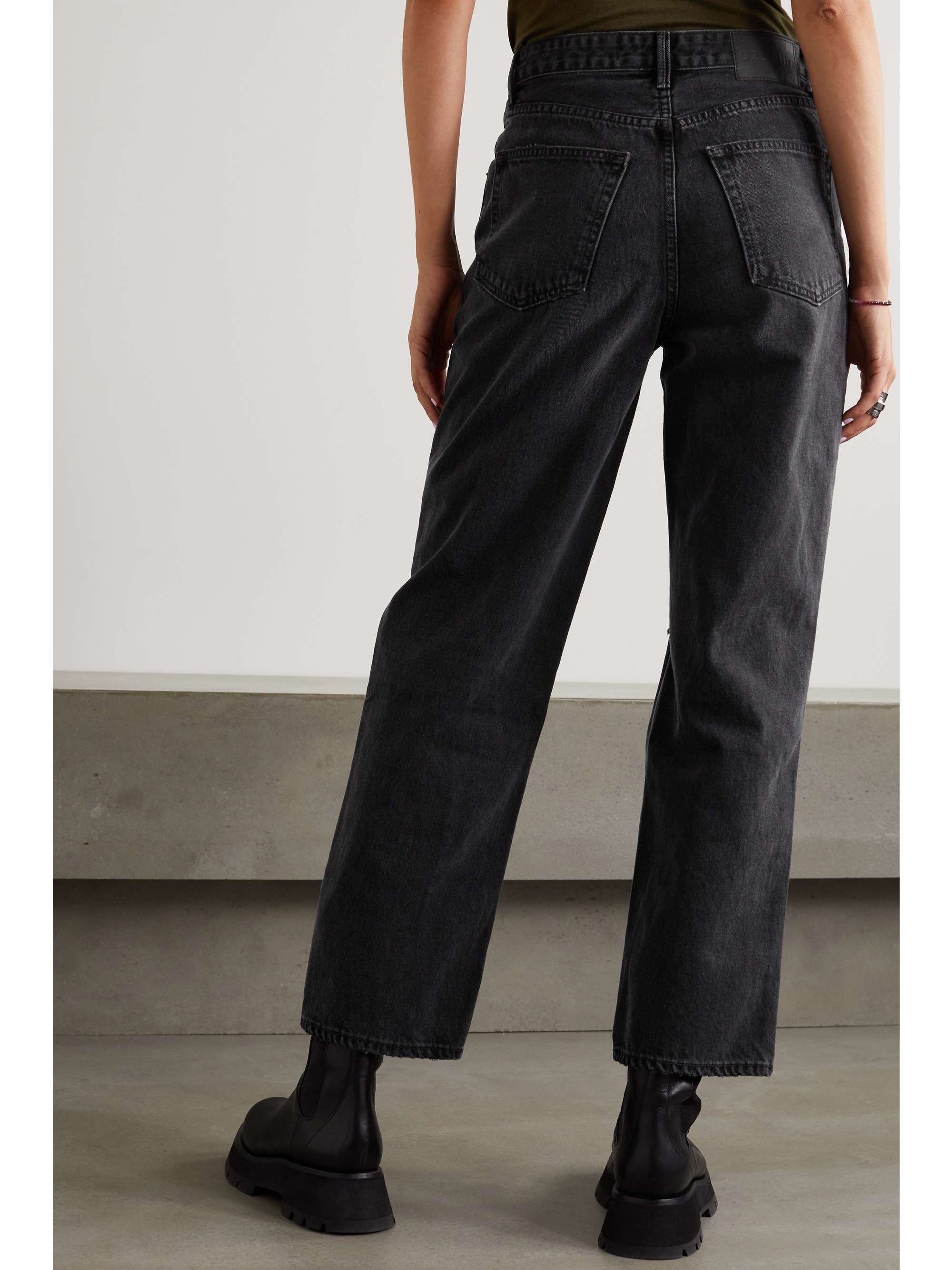 GRLFRND Amanda distressed high-rise straight-leg jeans