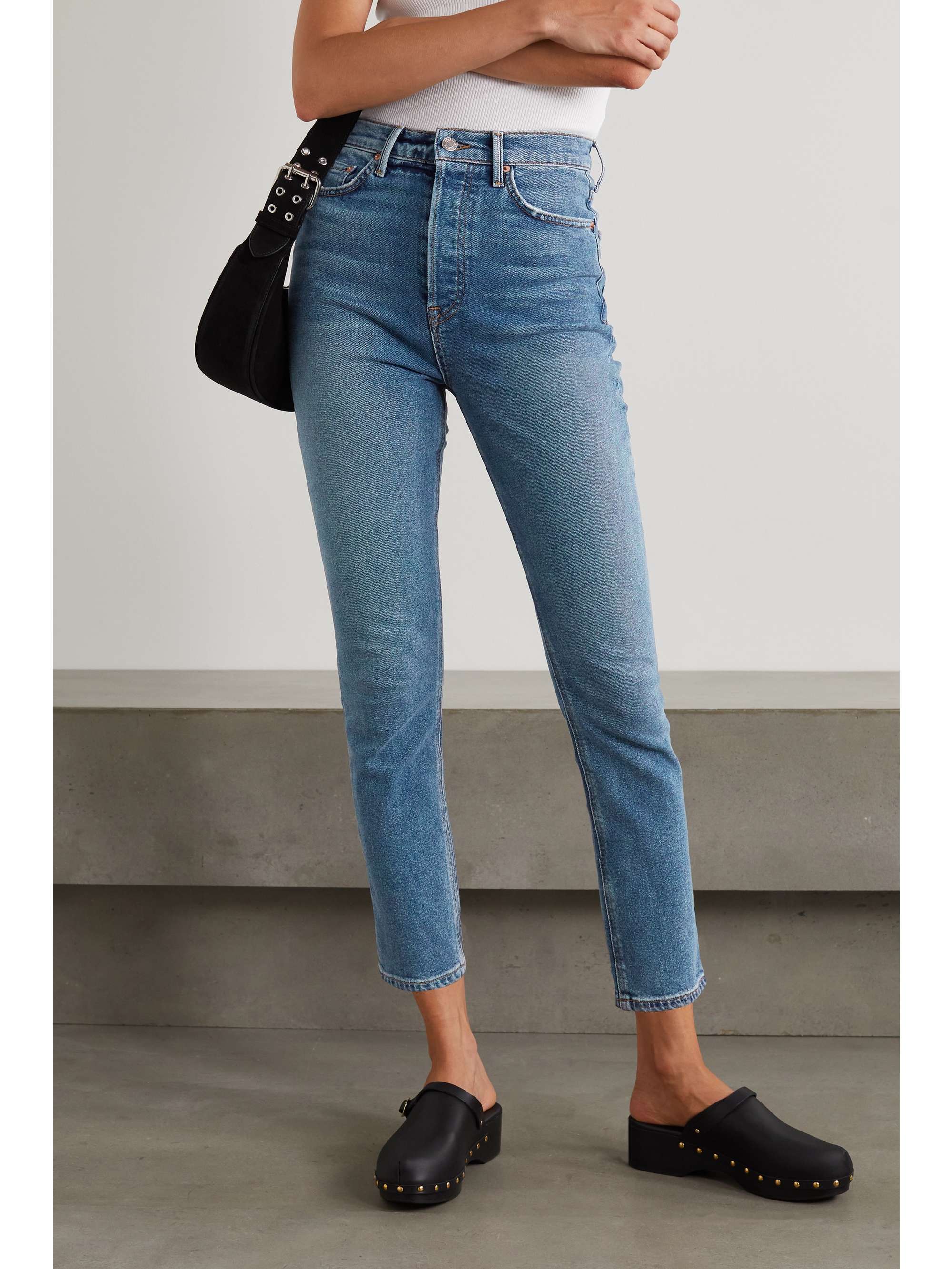GRLFRND Piper cropped high-rise slim-leg jeans