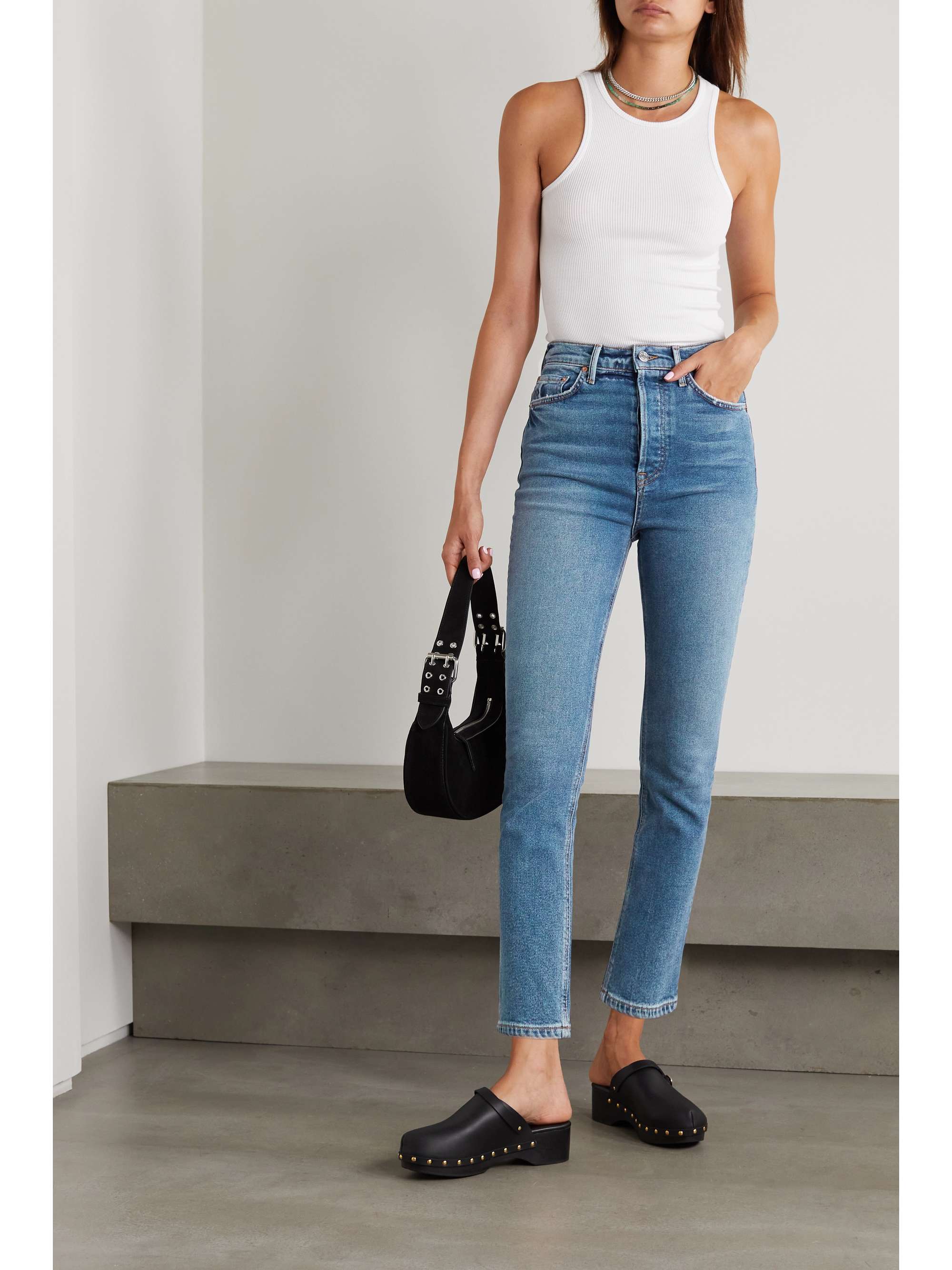 GRLFRND Piper cropped high-rise slim-leg jeans