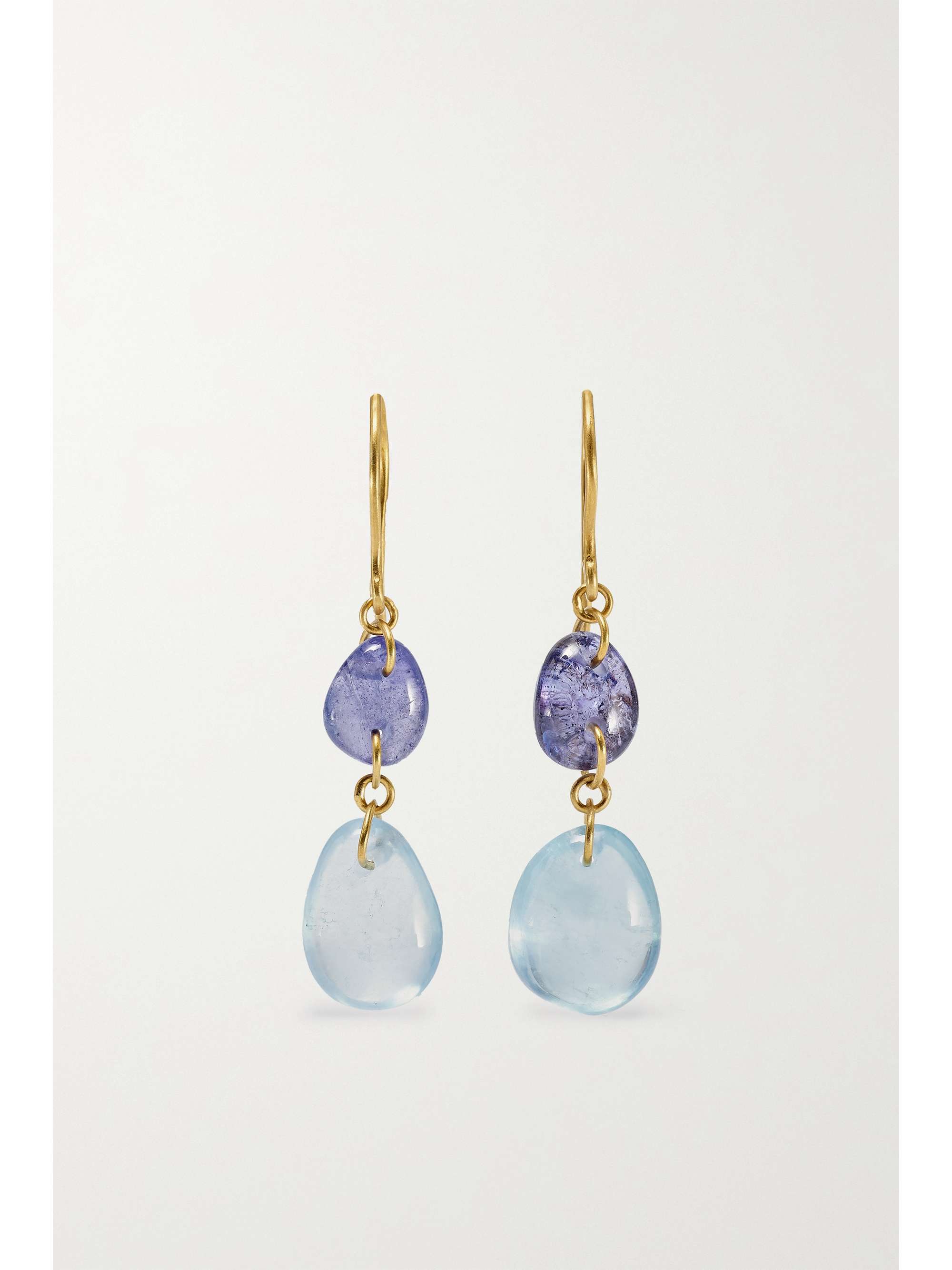 PIPPA SMALL 18-karat gold, aquamarine and tanzanite earrings