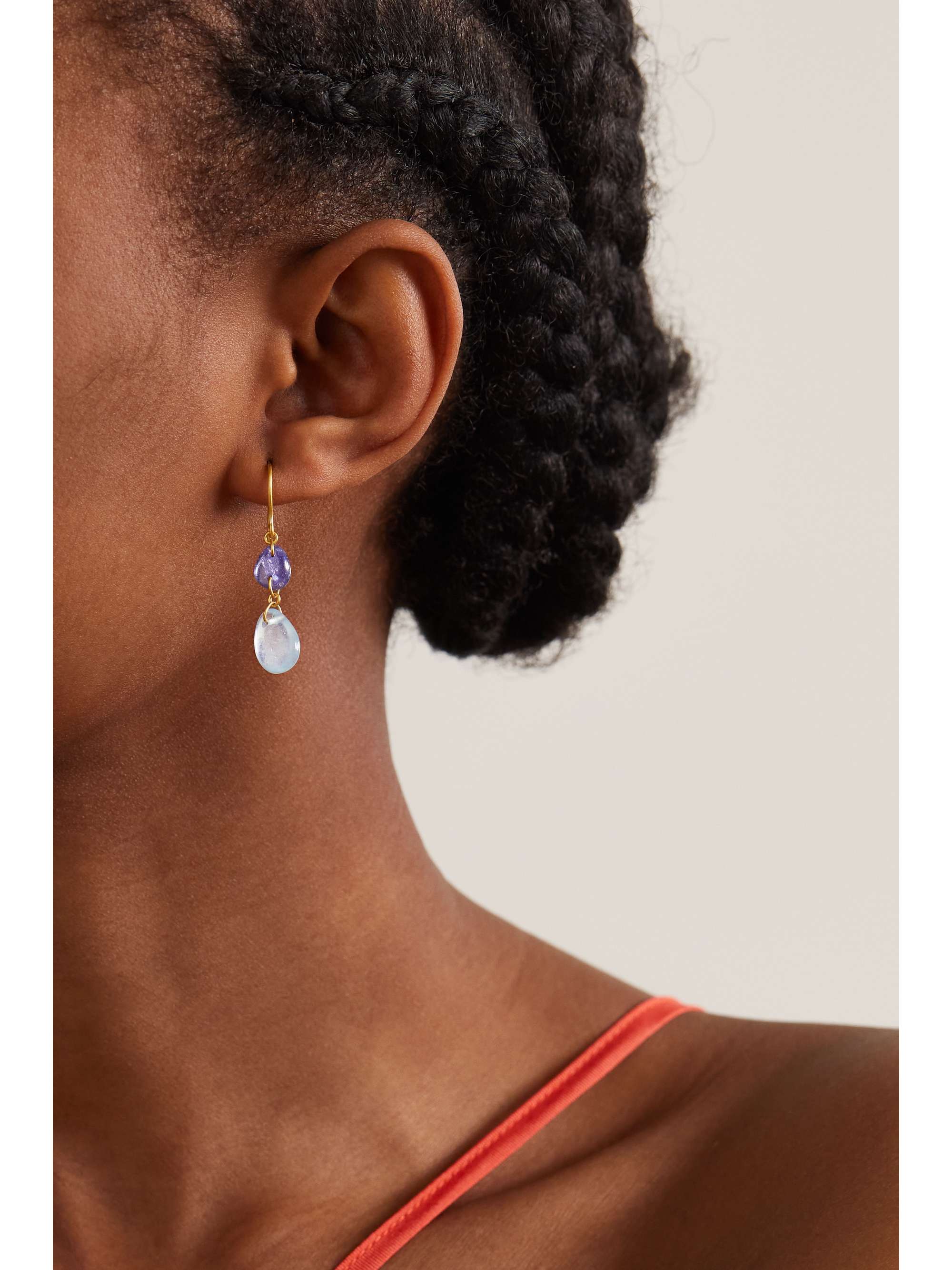 PIPPA SMALL 18-karat gold, aquamarine and tanzanite earrings