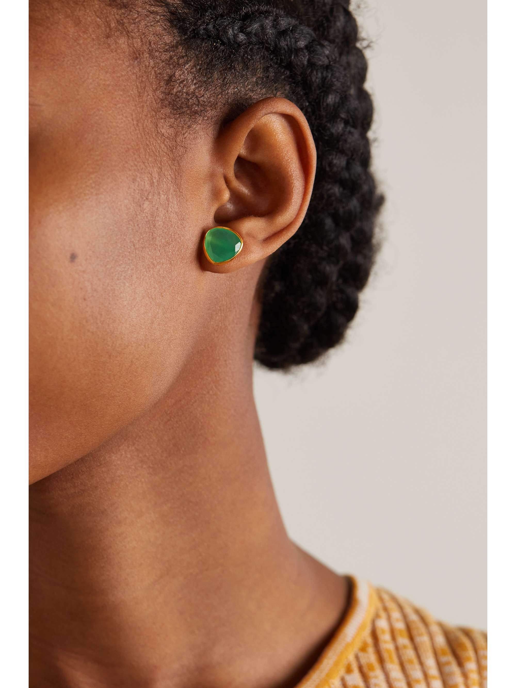 PIPPA SMALL Large Classic 18-karat gold chrysoprase earrings