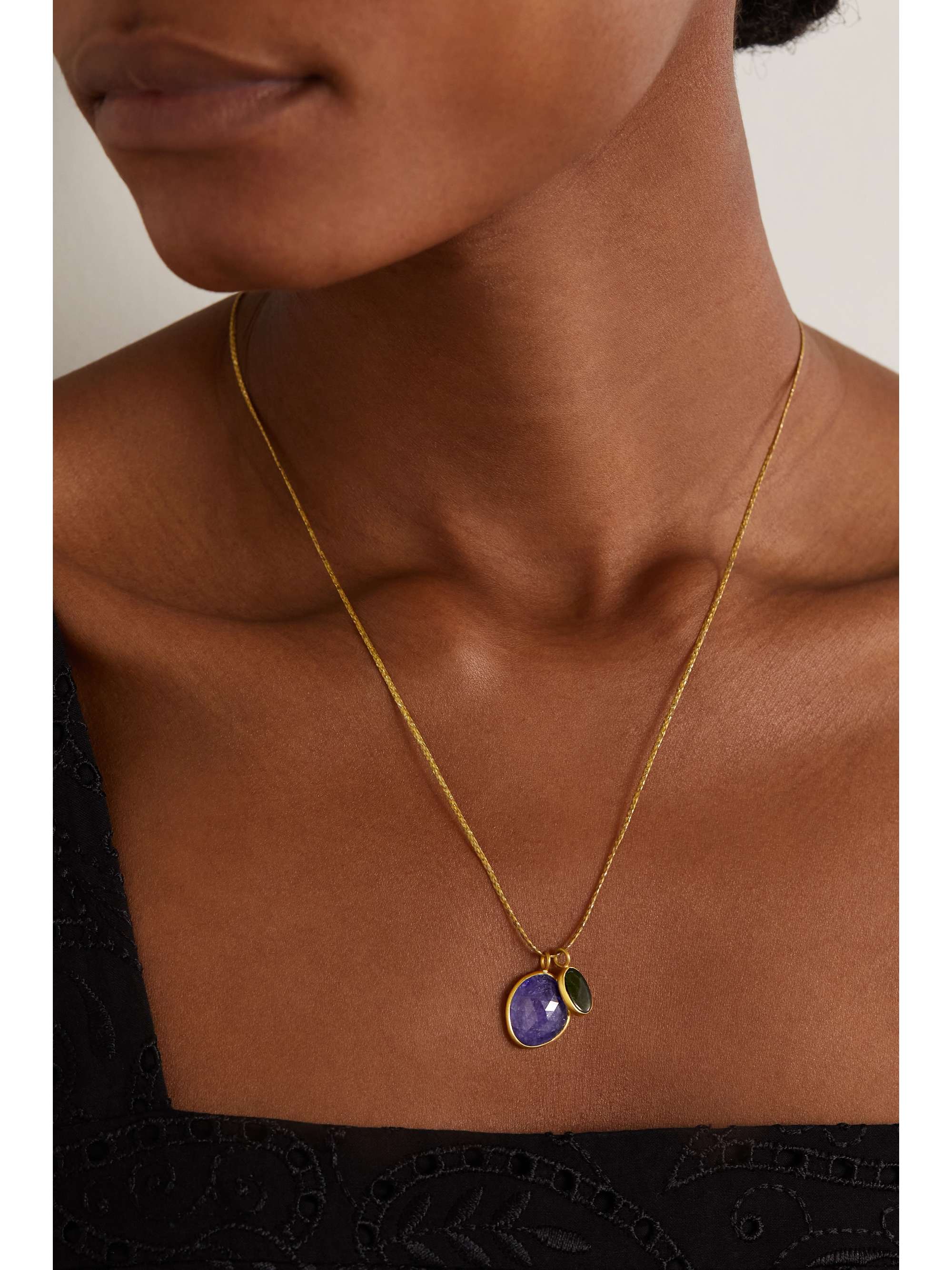 PIPPA SMALL 18-karat gold, tanzanite and tourmaline necklace