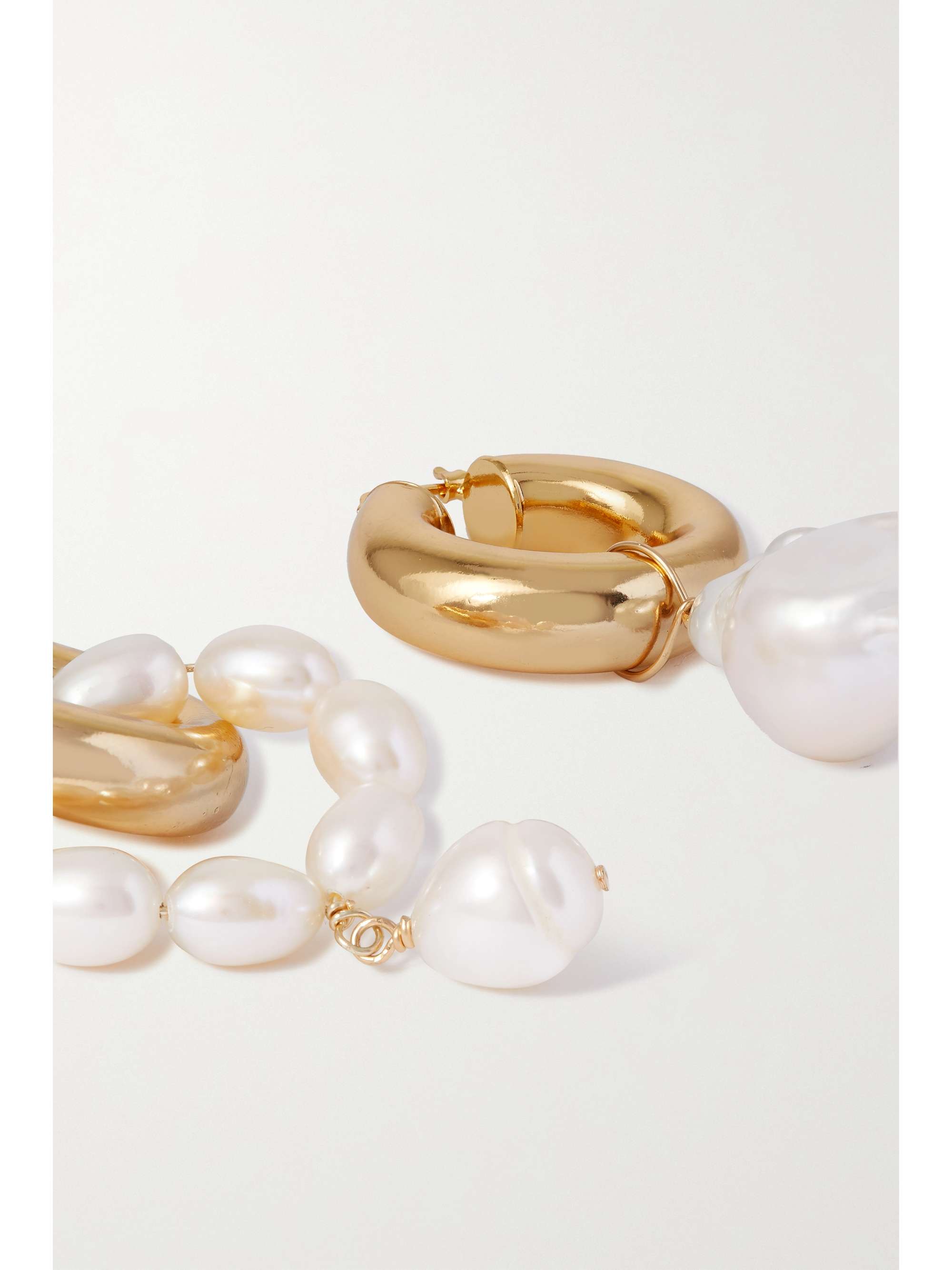 ÉLIOU Ios & Rho gold-plated pearl hoop earrings