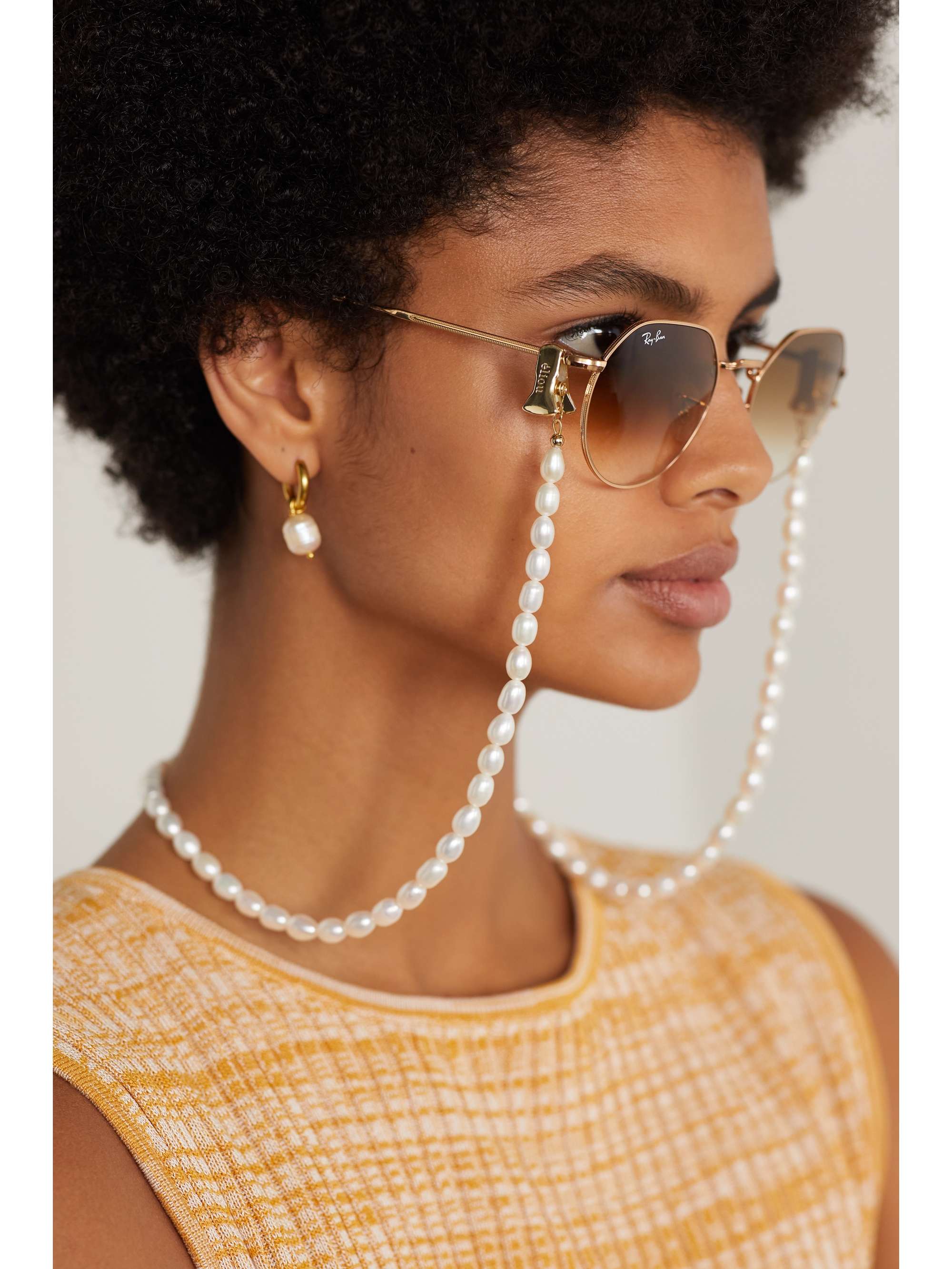 ÉLIOU Samos gold-plated pearl sunglasses chain