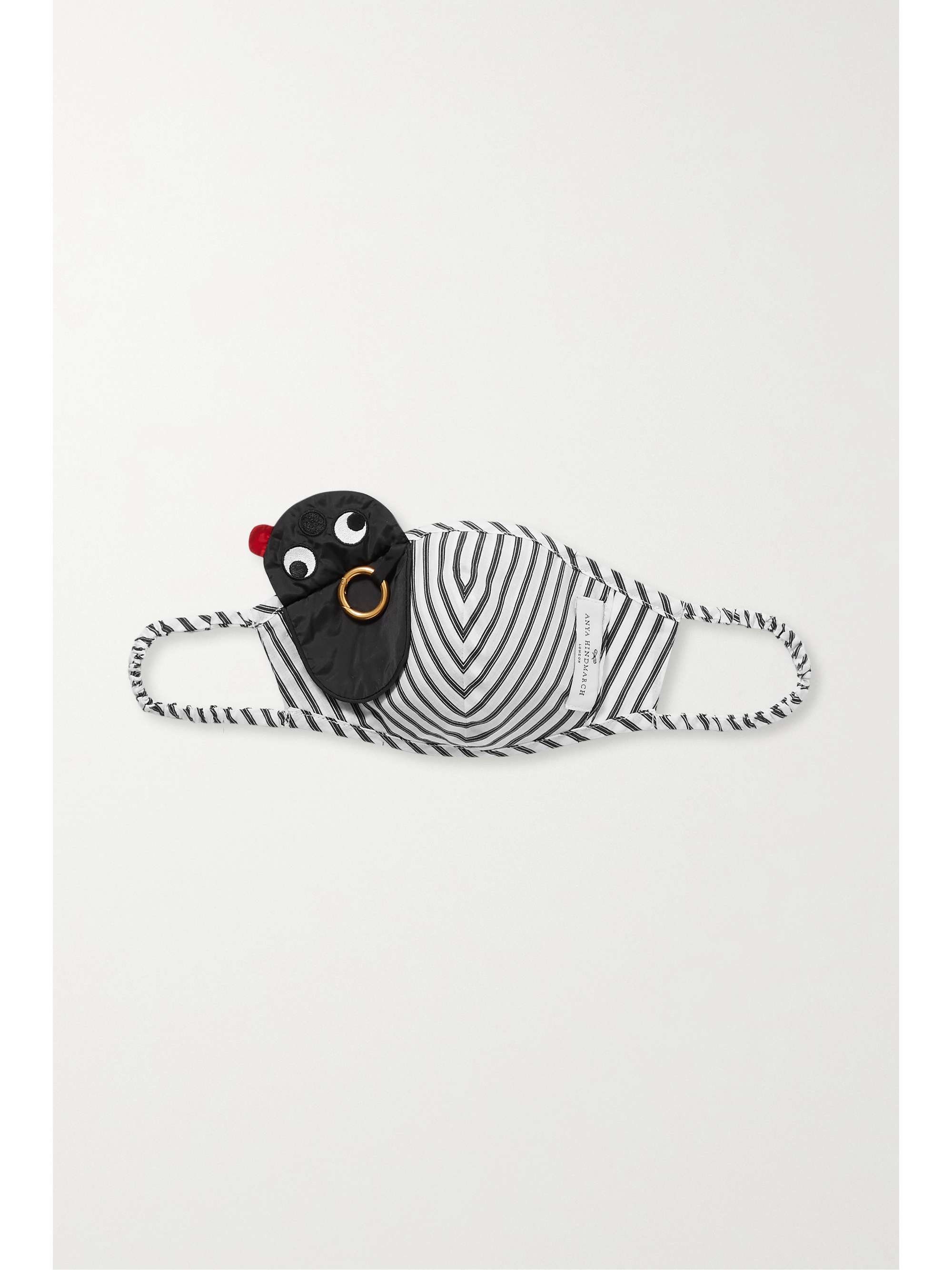 ANYA HINDMARCH Zany striped nylon face mask and embroidered pouch set