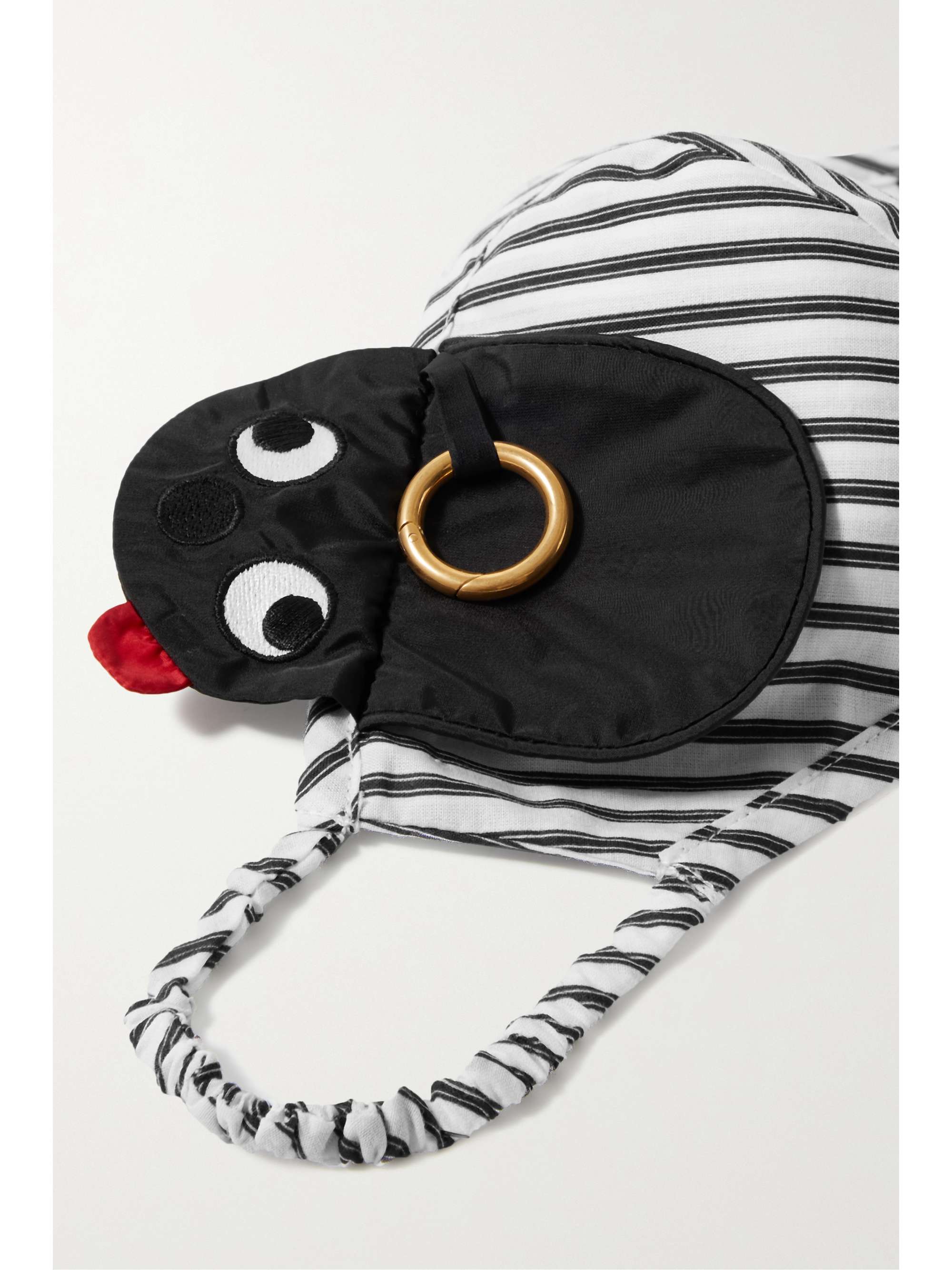 ANYA HINDMARCH Zany striped nylon face mask and embroidered pouch set