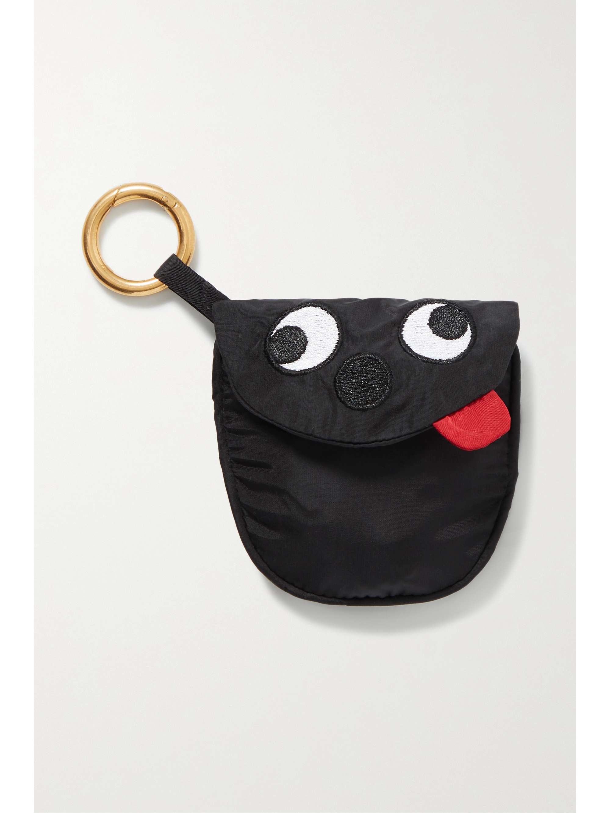 ANYA HINDMARCH Zany striped nylon face mask and embroidered pouch set