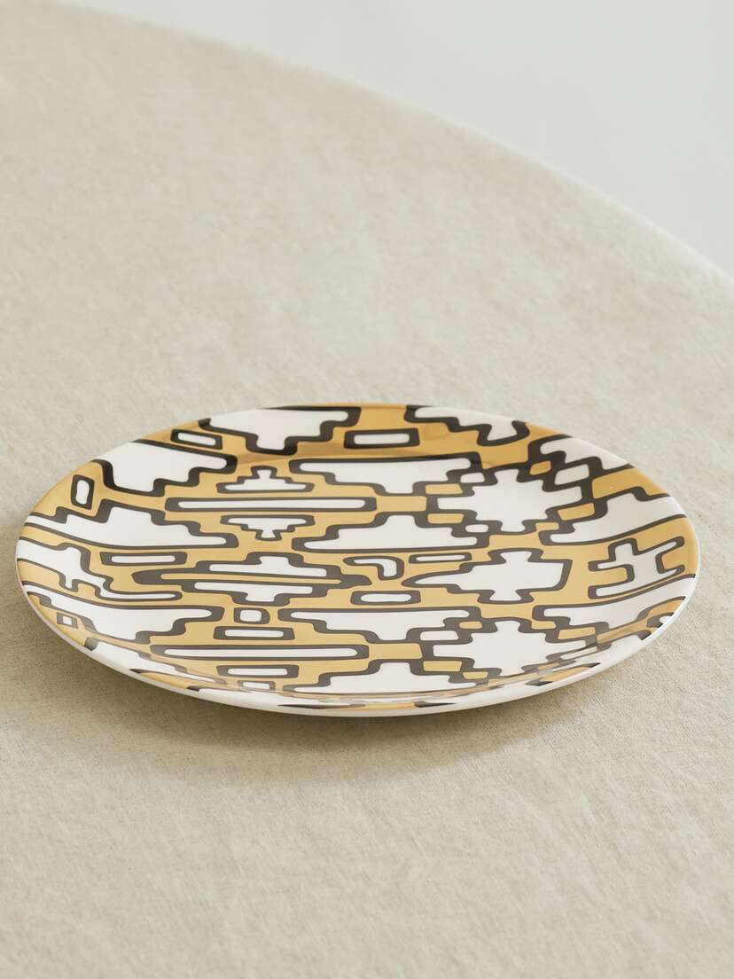 NIMEROLOGY Here Comes The Sun 21cm Gold-plated Bone China Dessert Plate