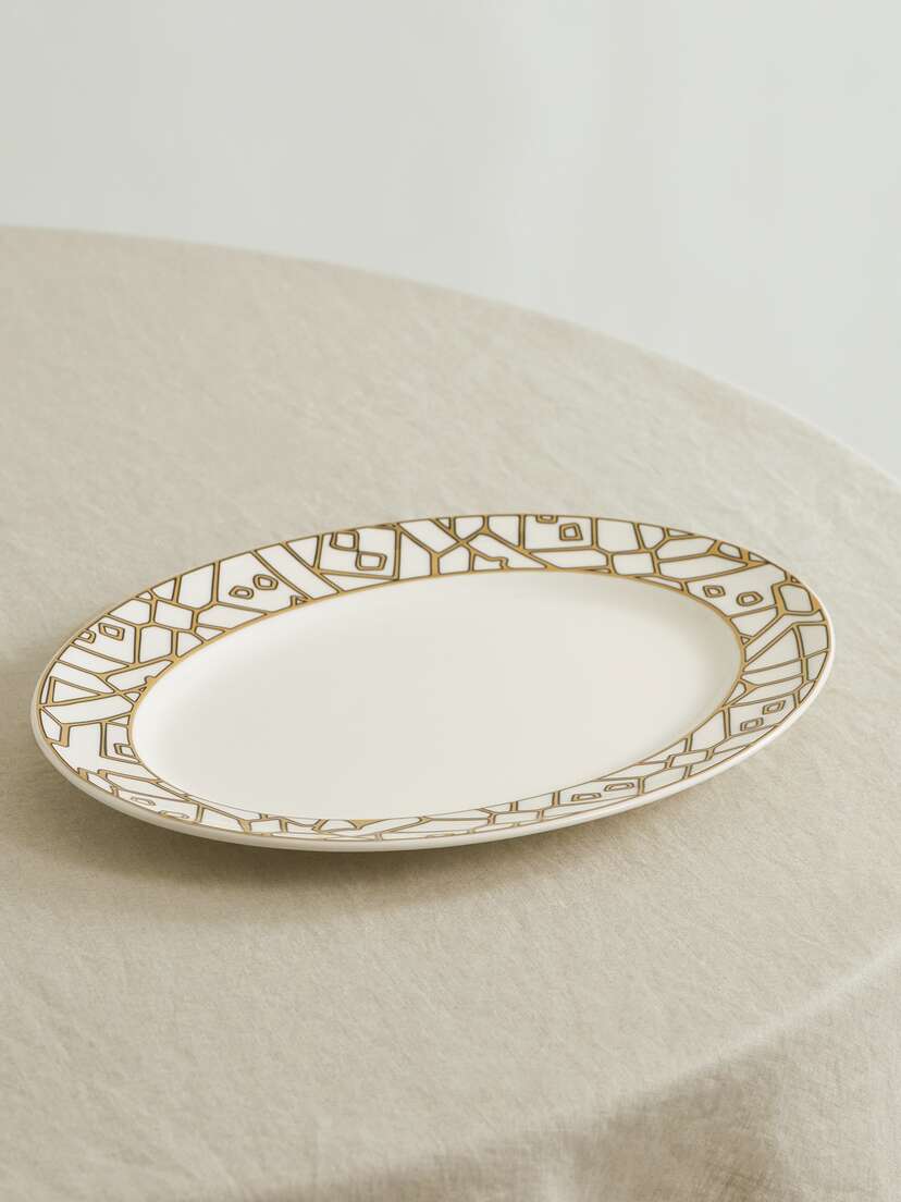 NIMEROLOGY Here Comes The Sun 40cm Gold-plated Bone China Platter