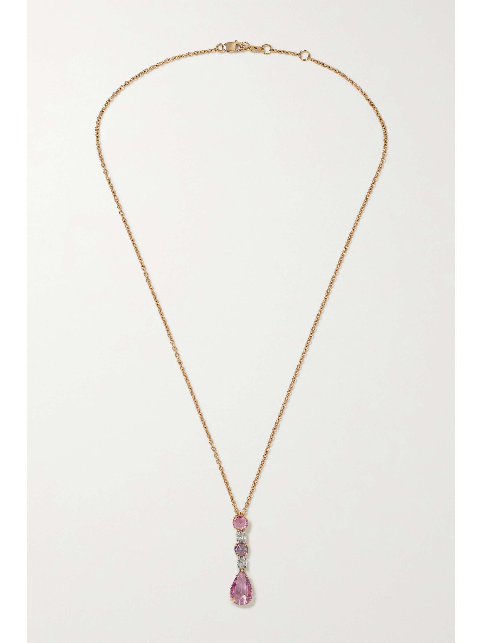 BAYCO 18-karat rose gold, diamond and sapphire necklace