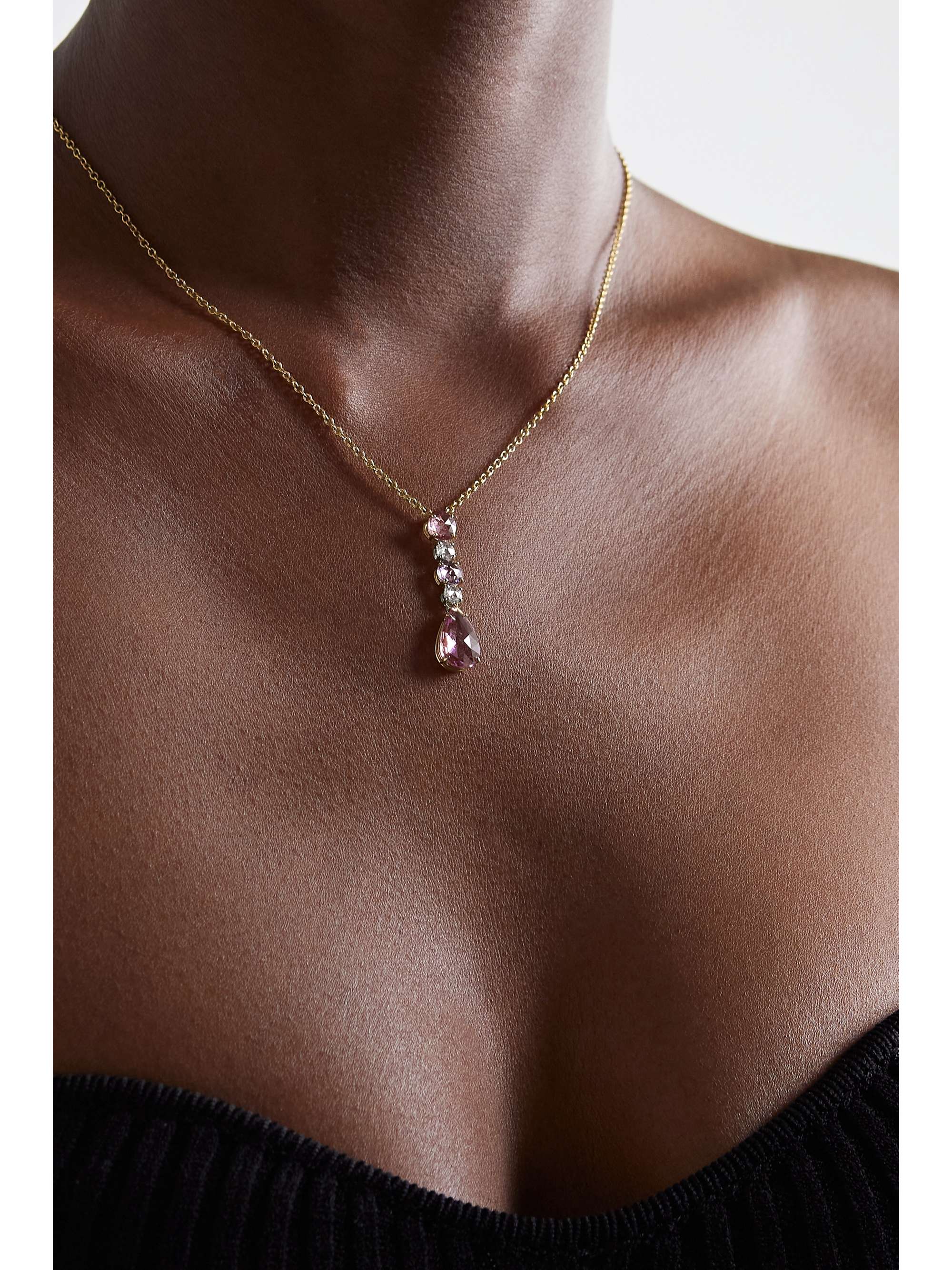 BAYCO 18-karat rose gold, diamond and sapphire necklace
