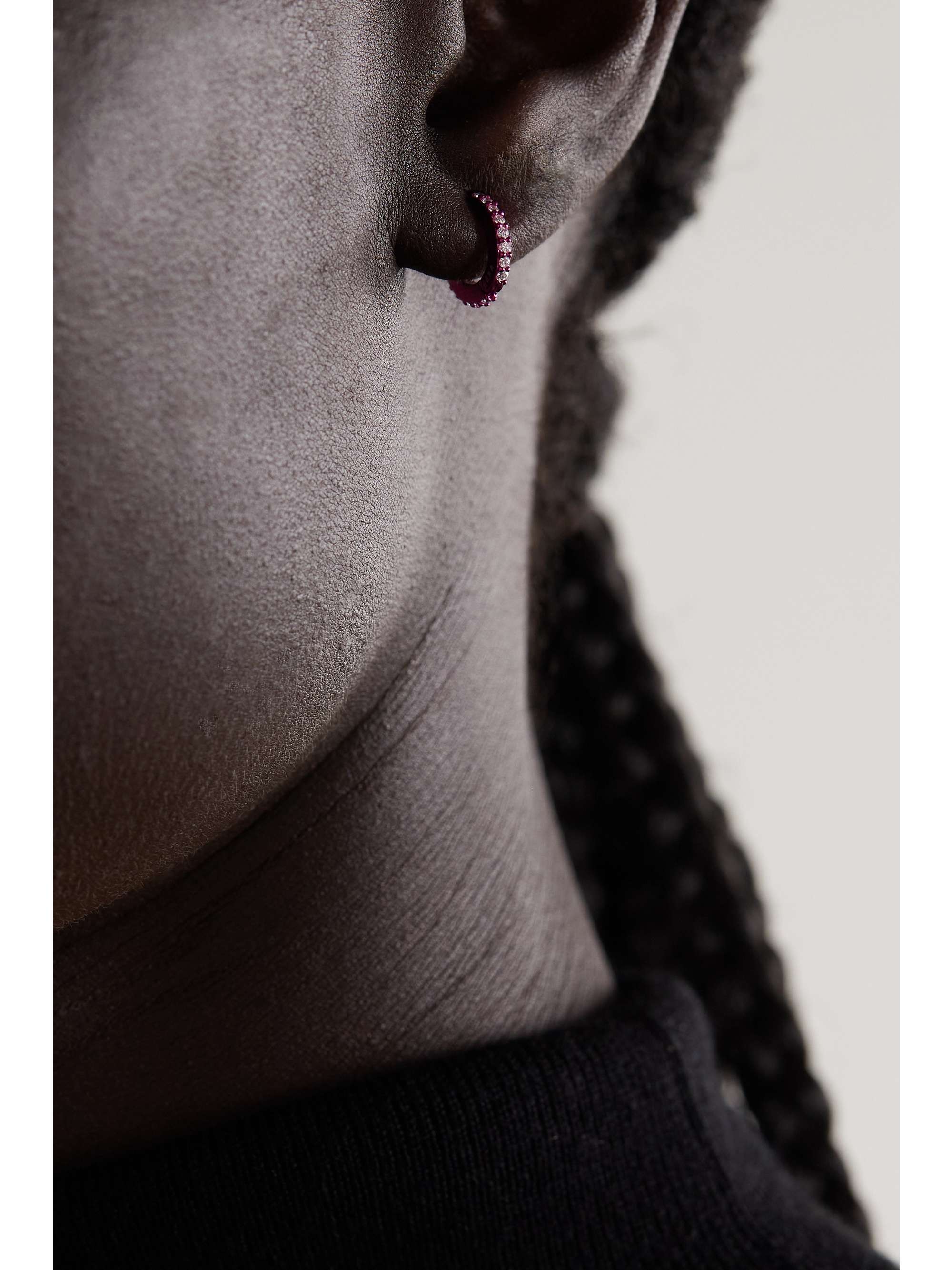 EÉRA Mini white gold diamond single hoop earring