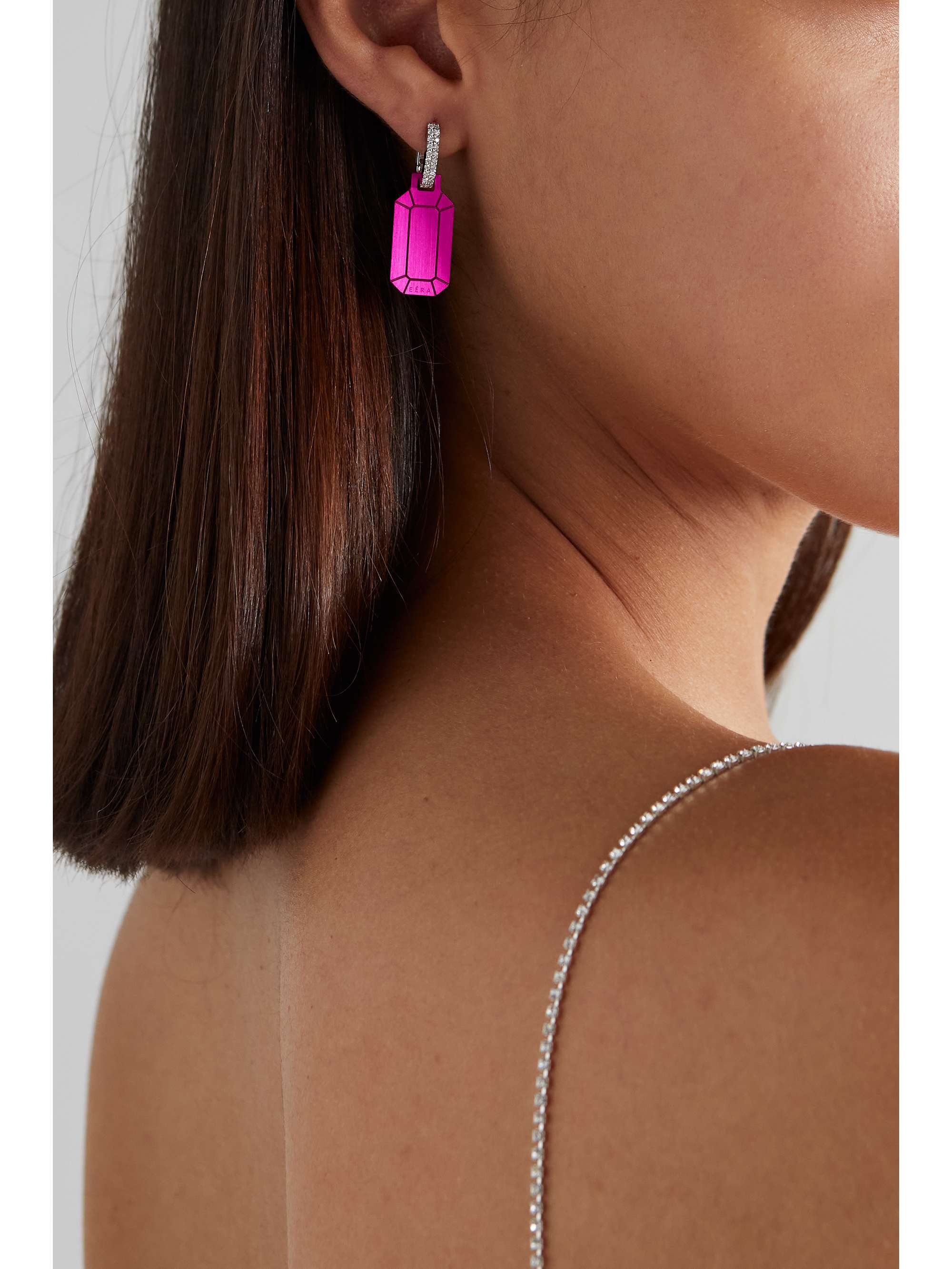 EÉRA Tokyo 18-karat white gold, silver and diamond earring