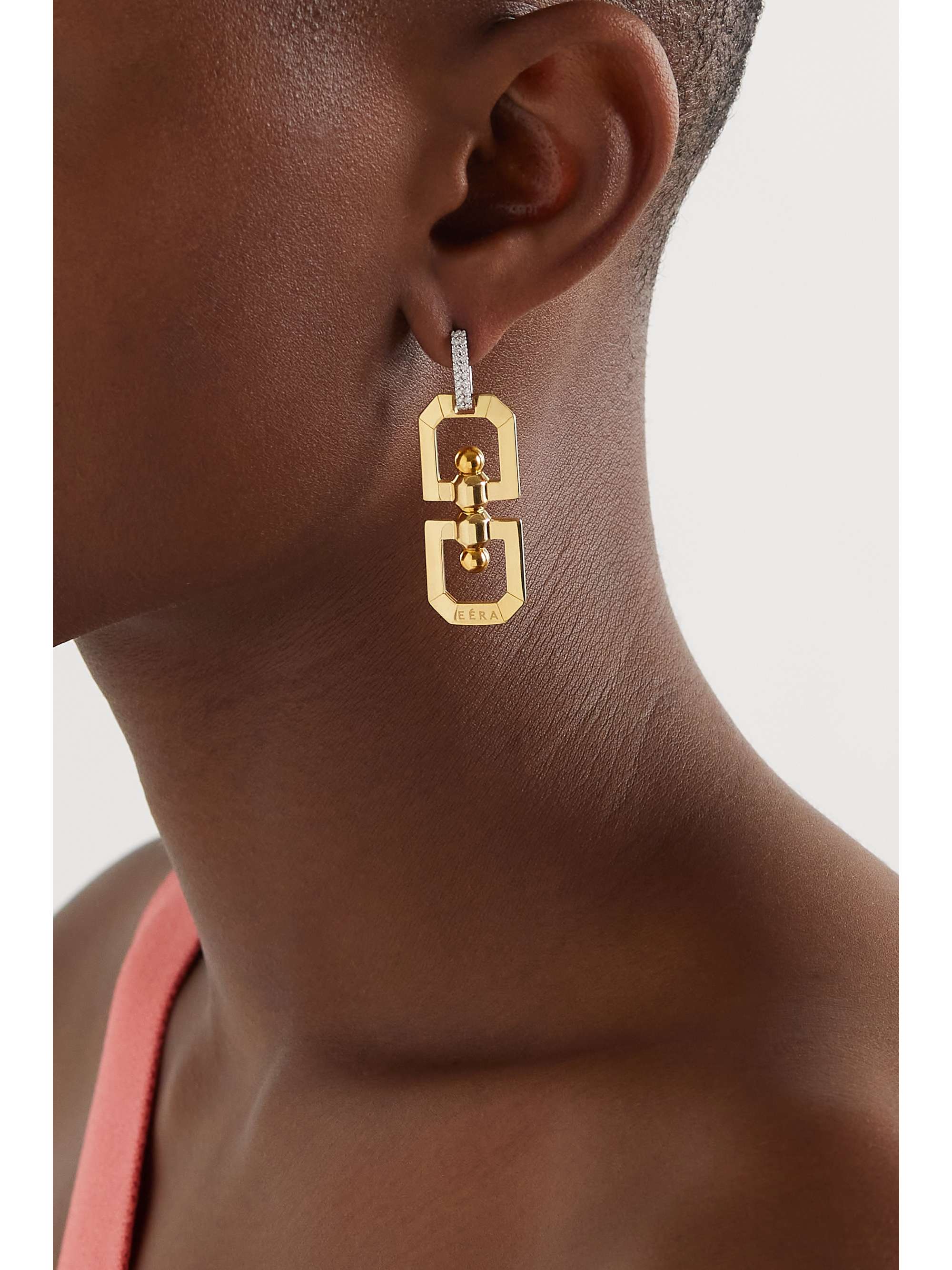 EÉRA Double Eye 18-karat yellow and white gold diamond single hoop earring