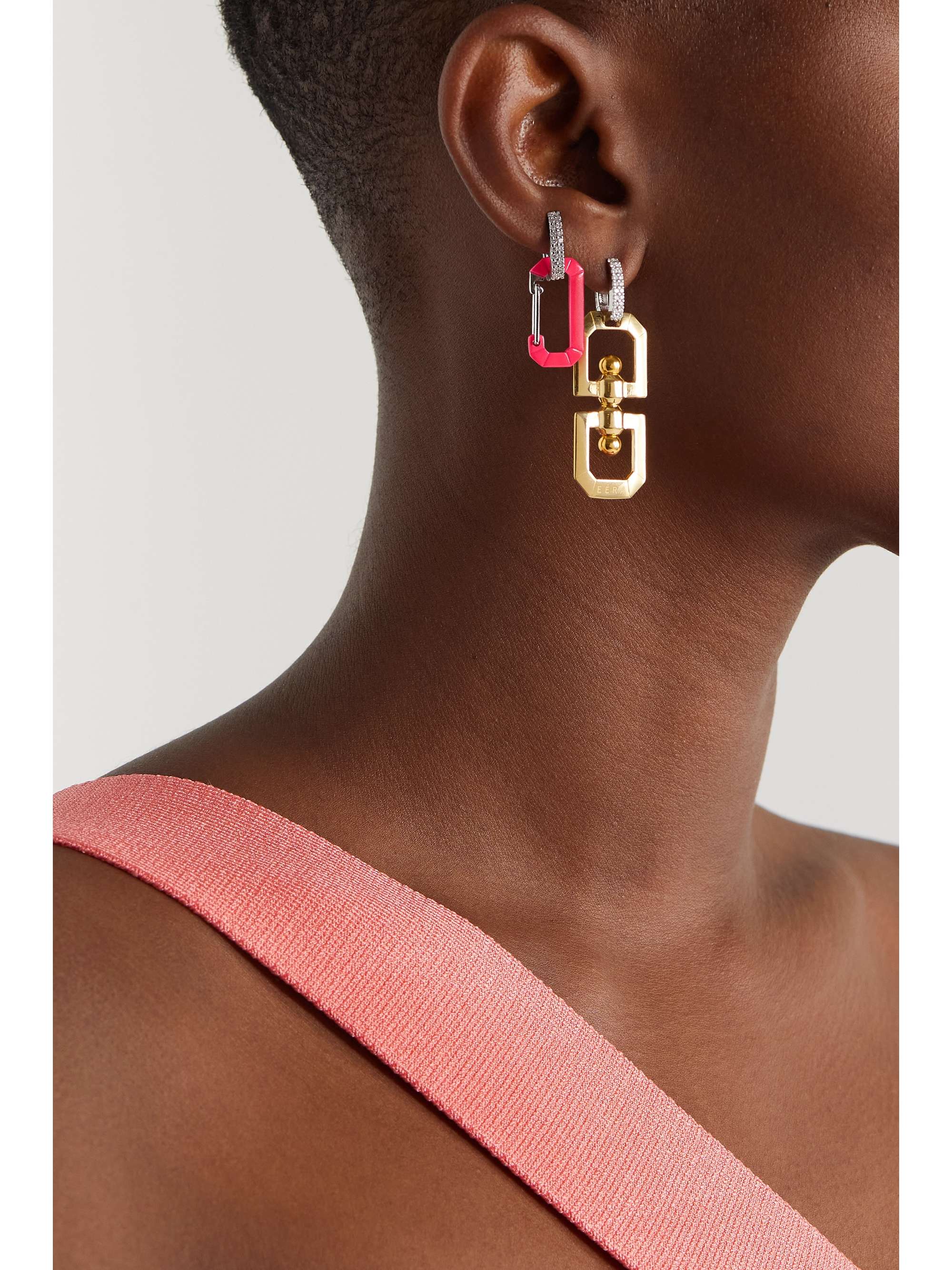 EÉRA Double Eye 18-karat yellow and white gold diamond single hoop earring
