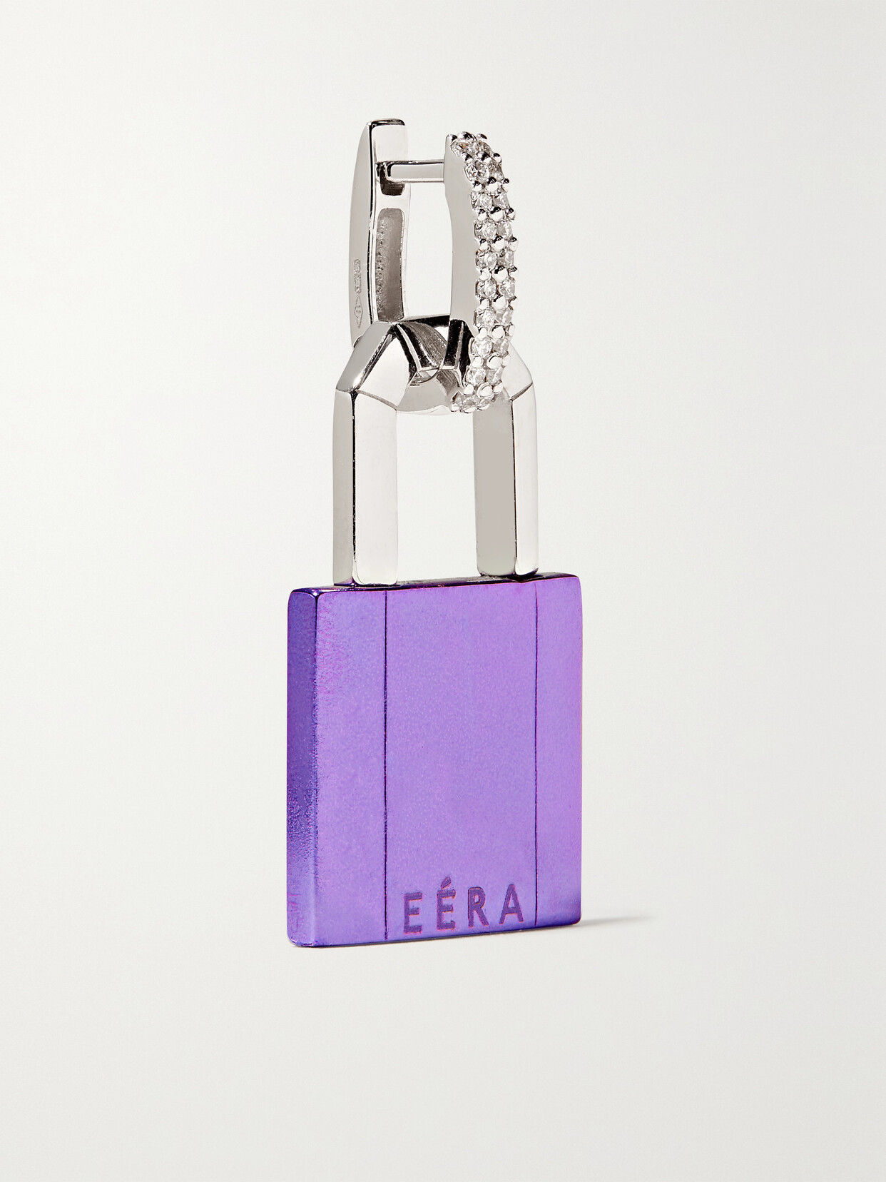 Eéra Lock Small 18kt White Gold Single Earring With Diamonds In Purple