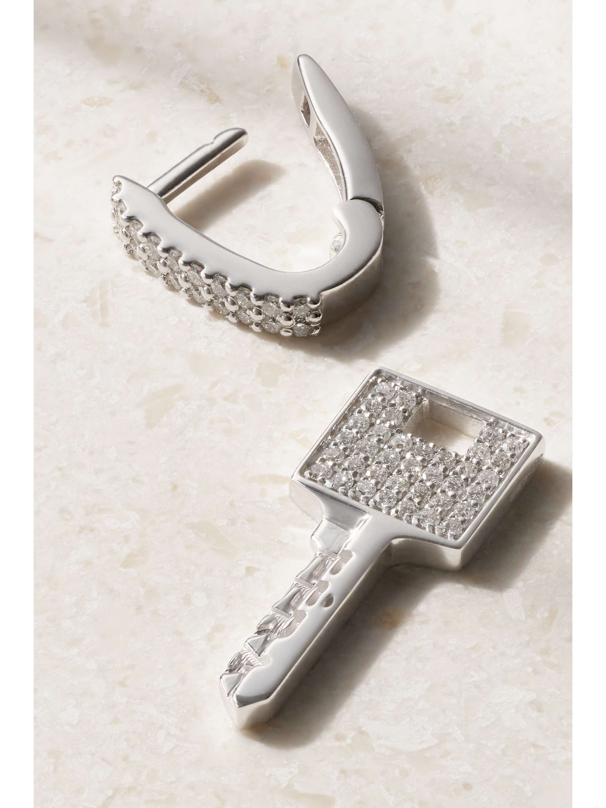 EÉRA Key white gold, silver and diamond single earring