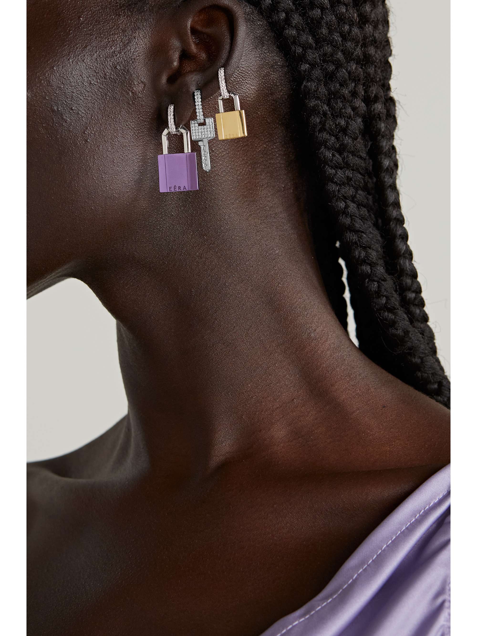 EÉRA Key white gold, silver and diamond single earring
