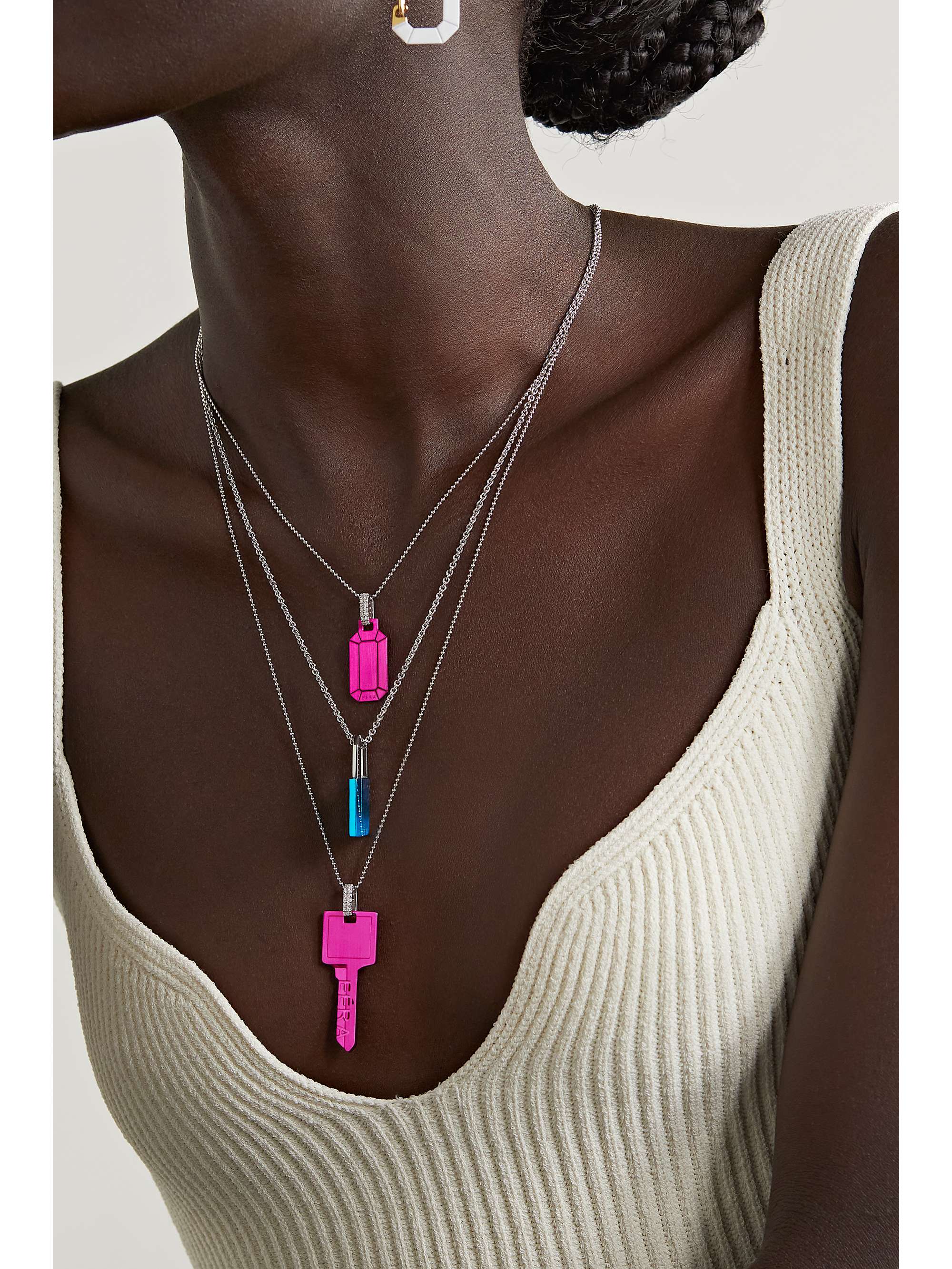 EÉRA Key Kette aus Weißgold und Silber mit Diamanten