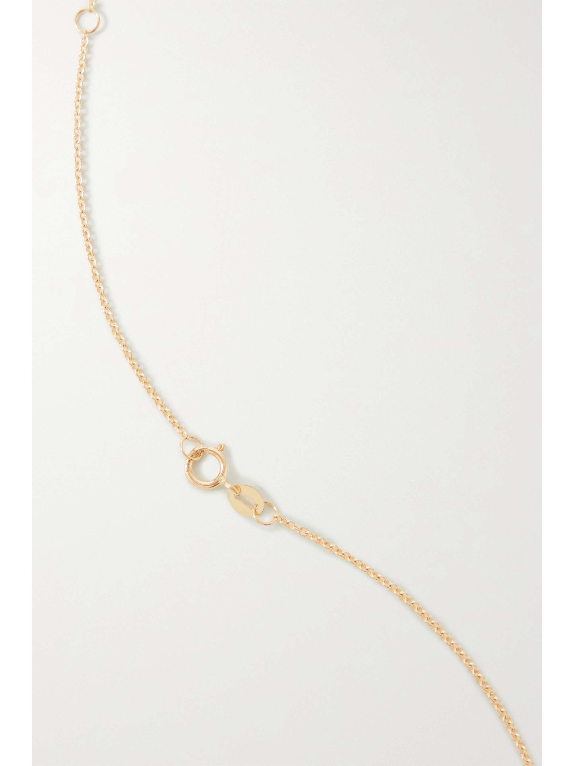 STONE AND STRAND Moonlight Pavé Initial 10-karat gold, mother-of-pearl and diamond necklace