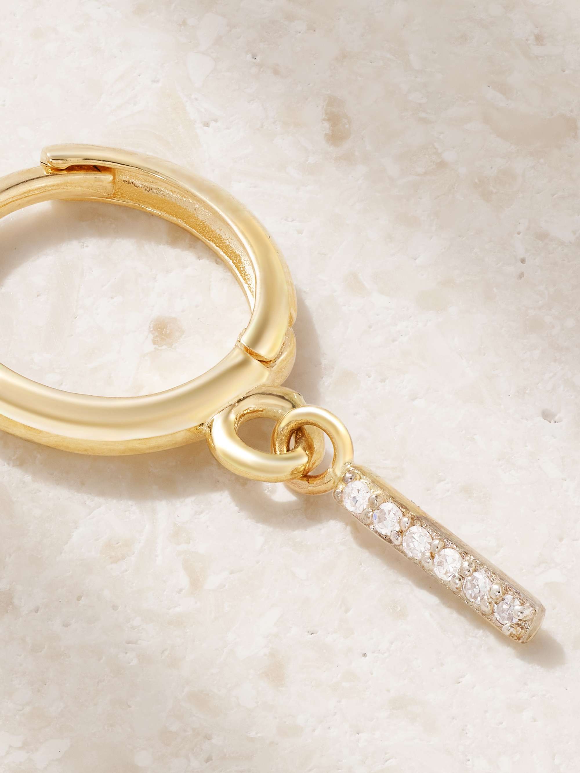 STONE AND STRAND Initial gold diamond single earring