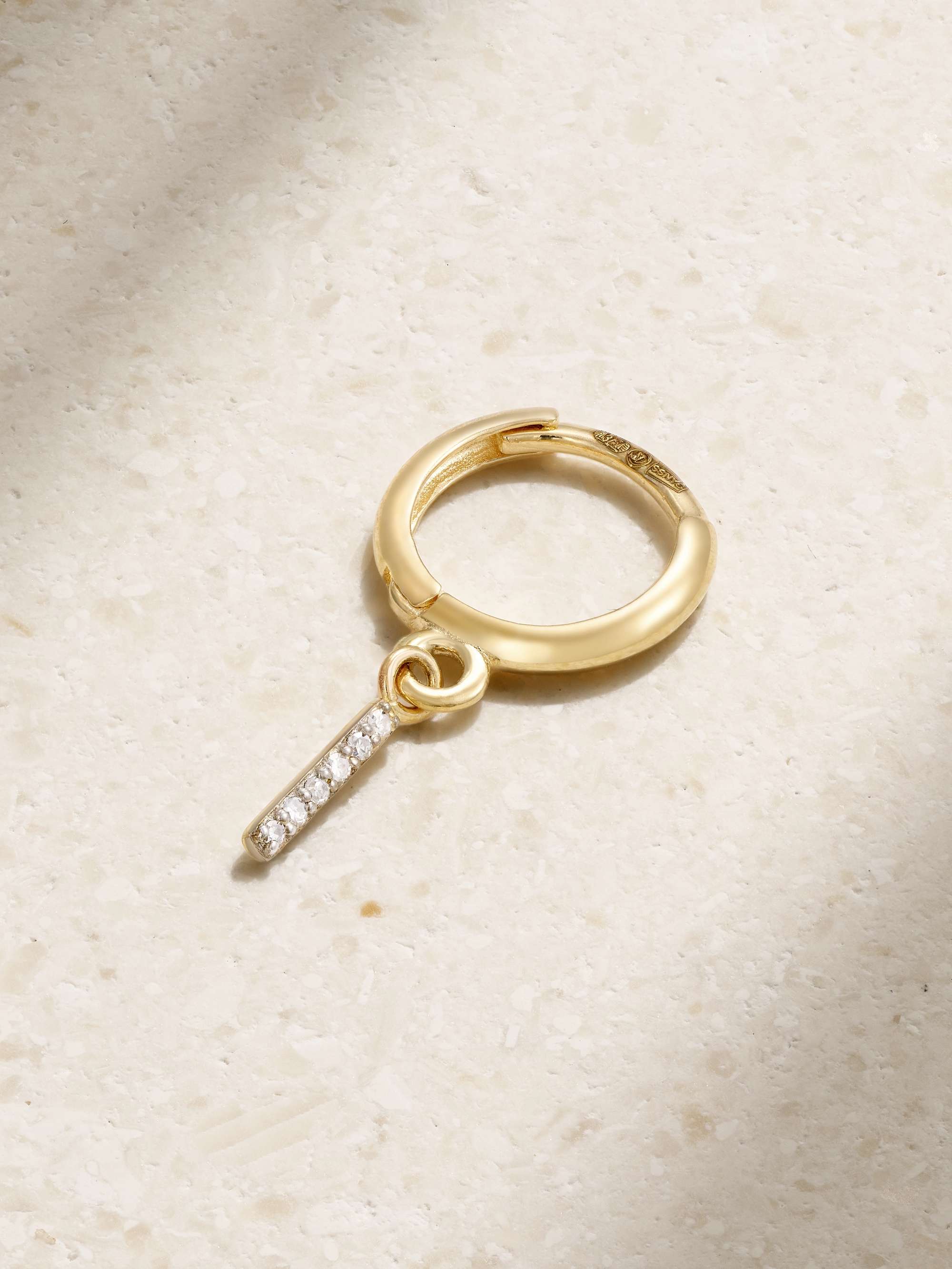 STONE AND STRAND Initial gold diamond single earring