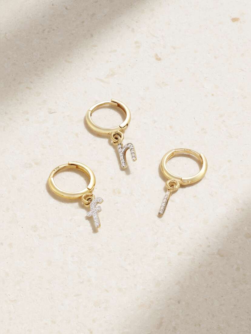 STONE AND STRAND Initial Gold Diamond Single Earring