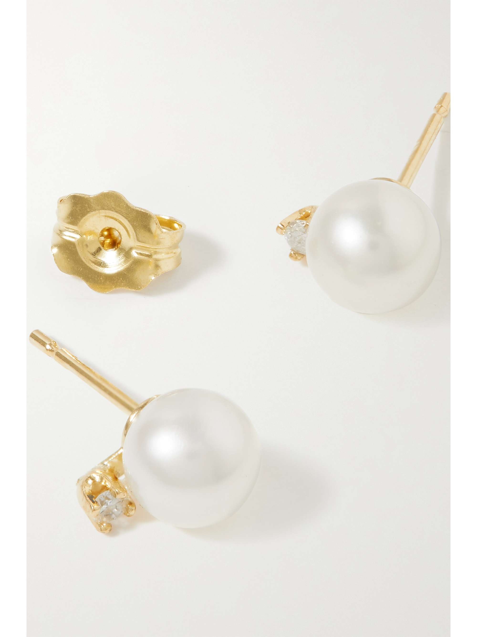 STONE AND STRAND Gold, pearl and diamond earrings
