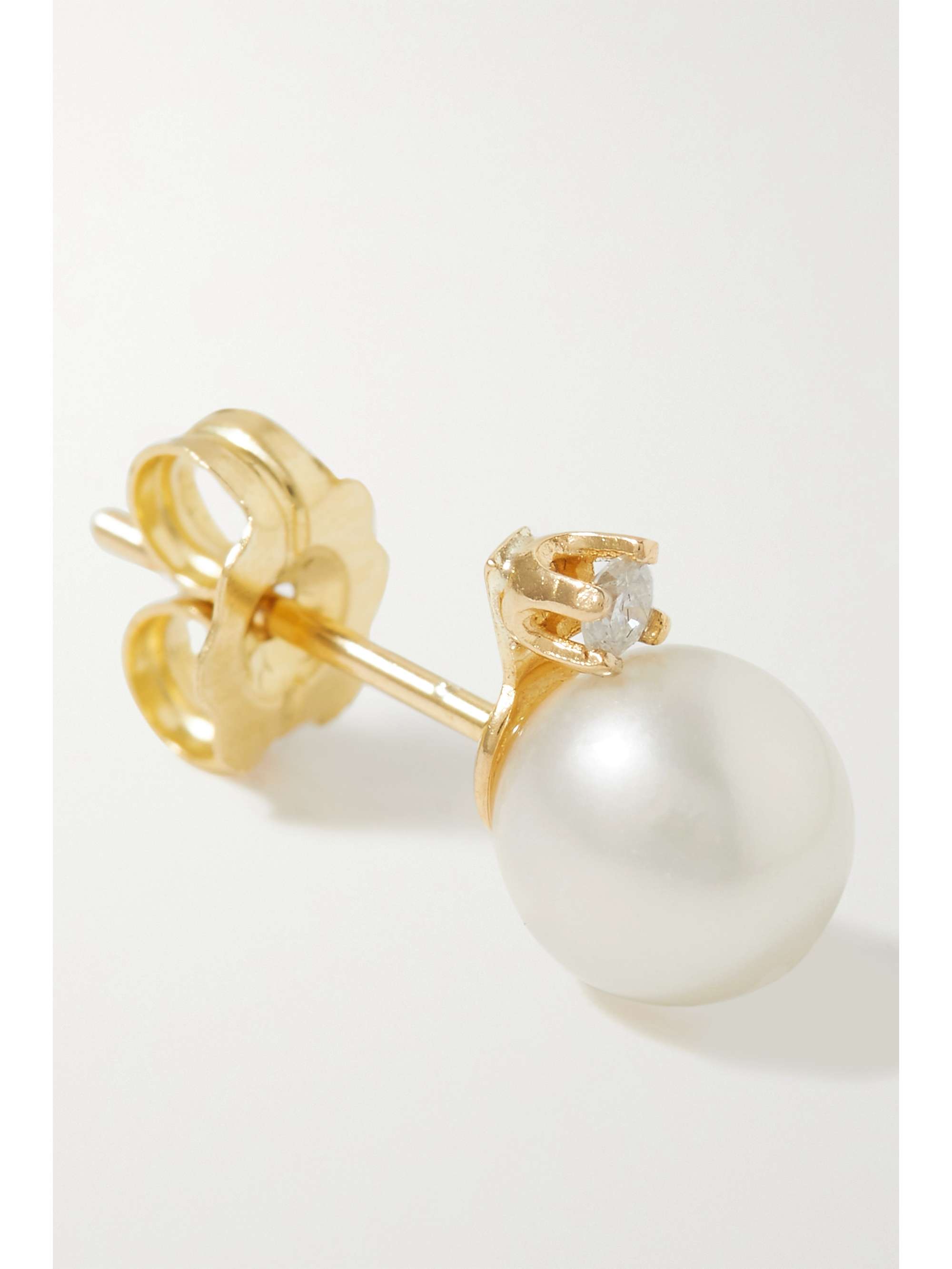 STONE AND STRAND Gold, pearl and diamond earrings