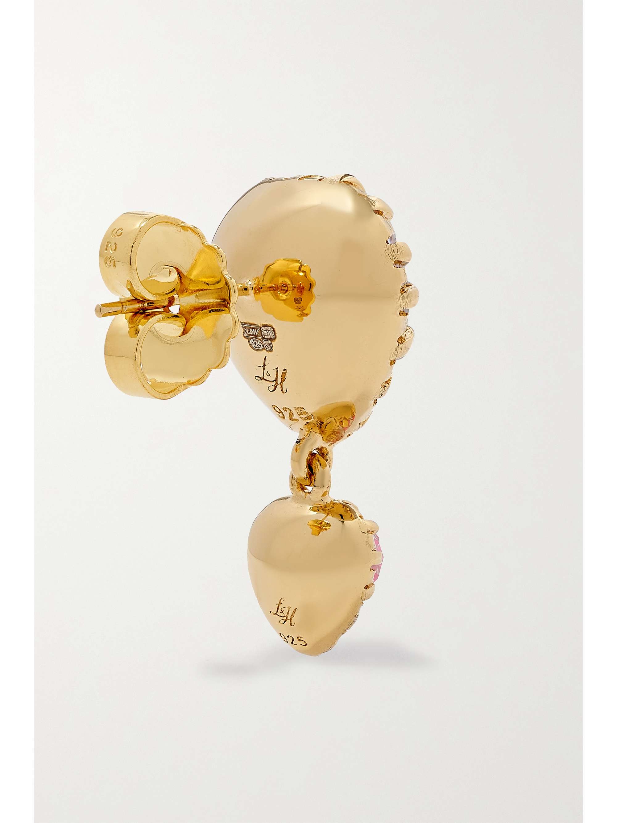 LARKSPUR & HAWK Boucles d'oreilles en argent sterling trempé dans un bain d'or 18 carats (750/1000) et quartz Valentina I Love NY