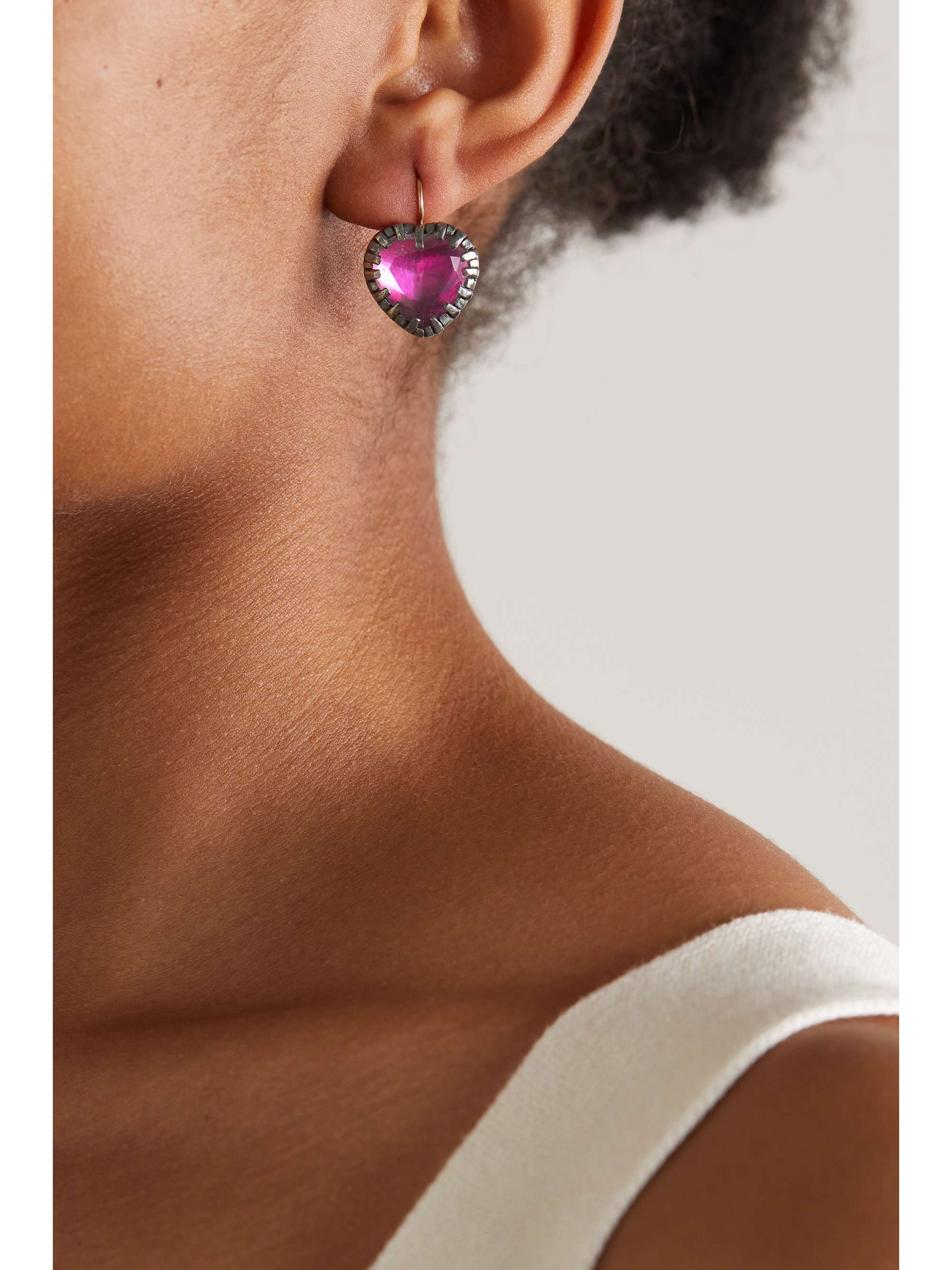 LARKSPUR & HAWK Valentina I Love NY rhodium-dipped quartz earrings