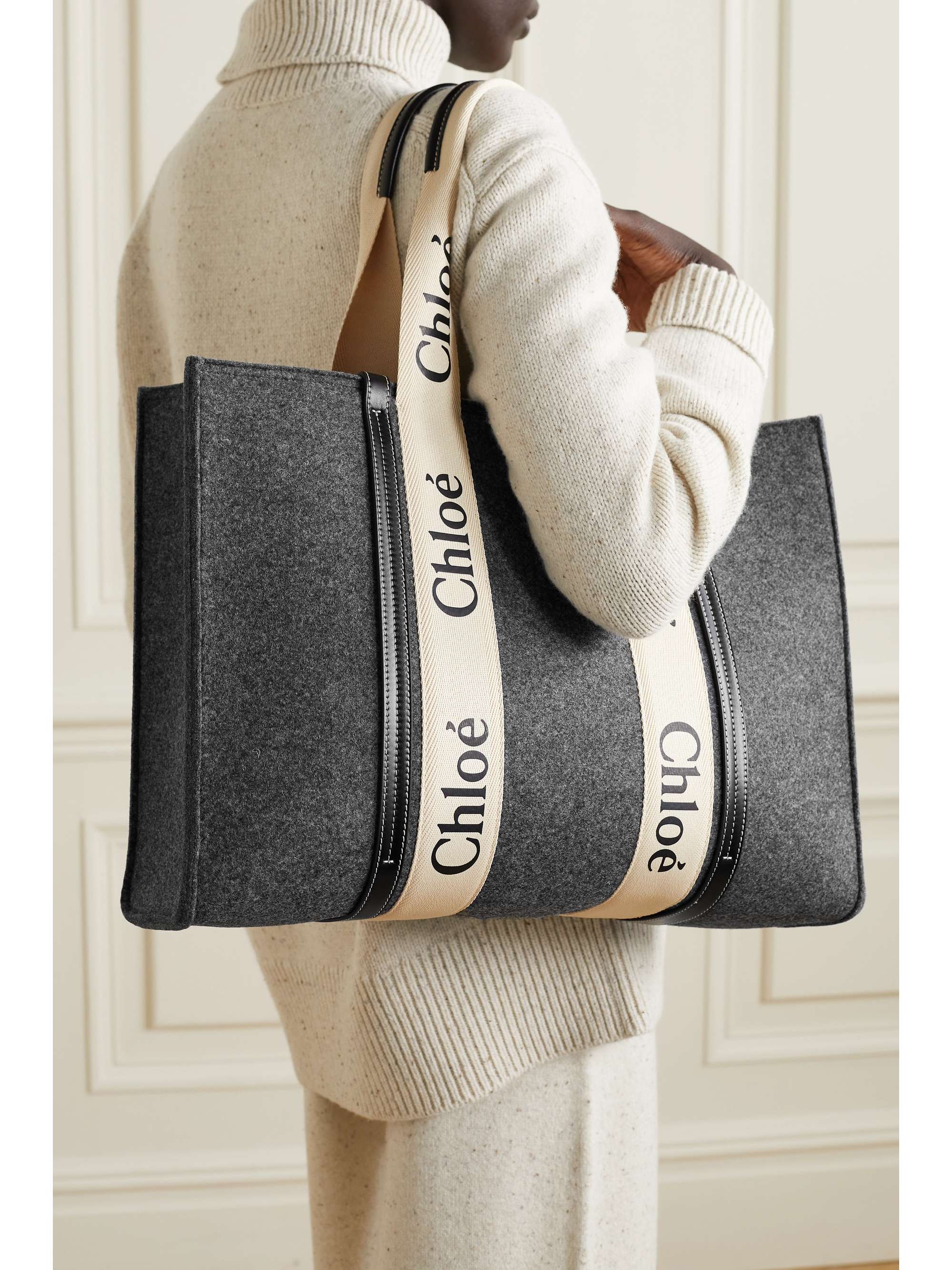 chloe woody tote large