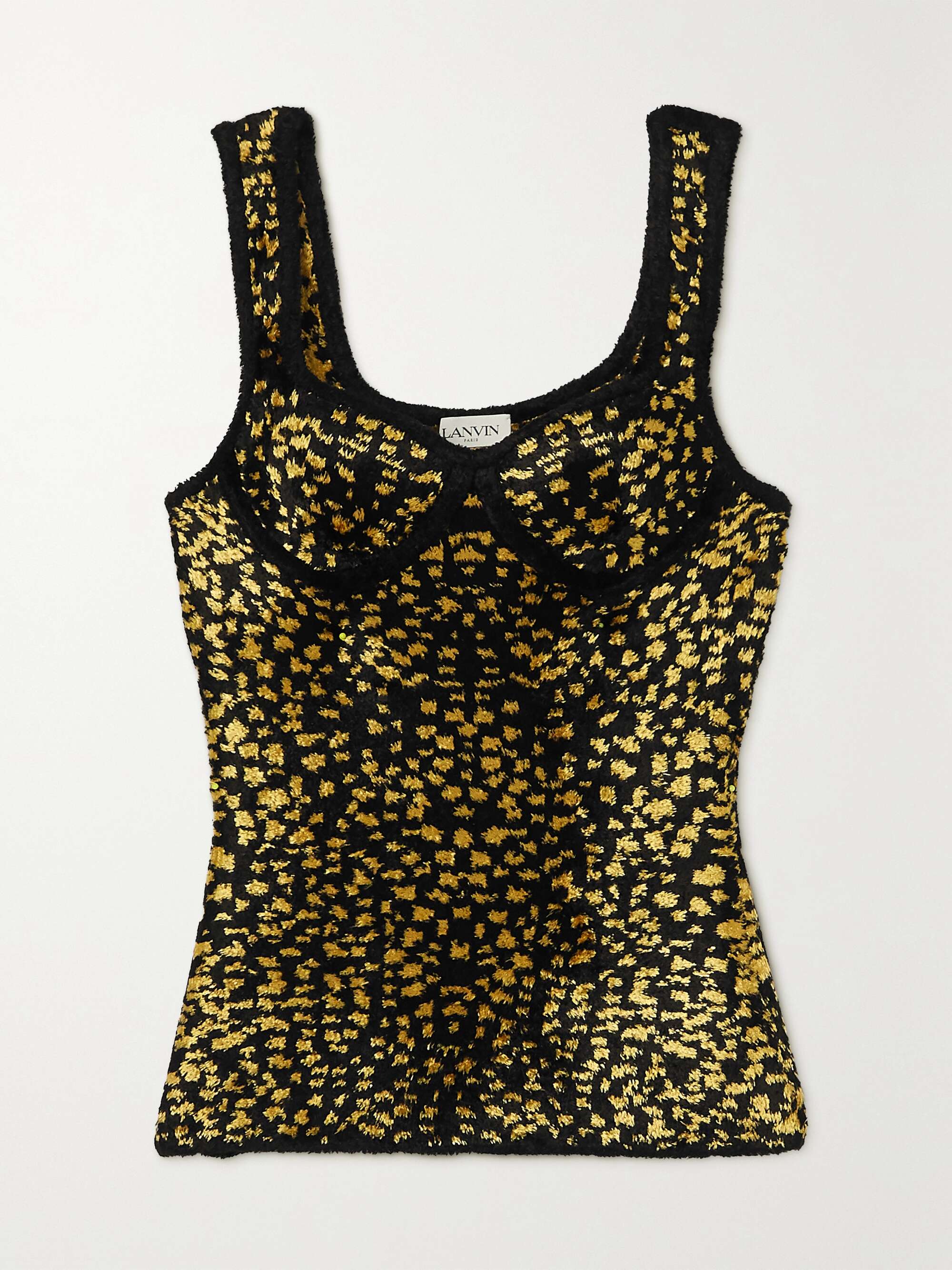 Leopard-print velvet bustier top 