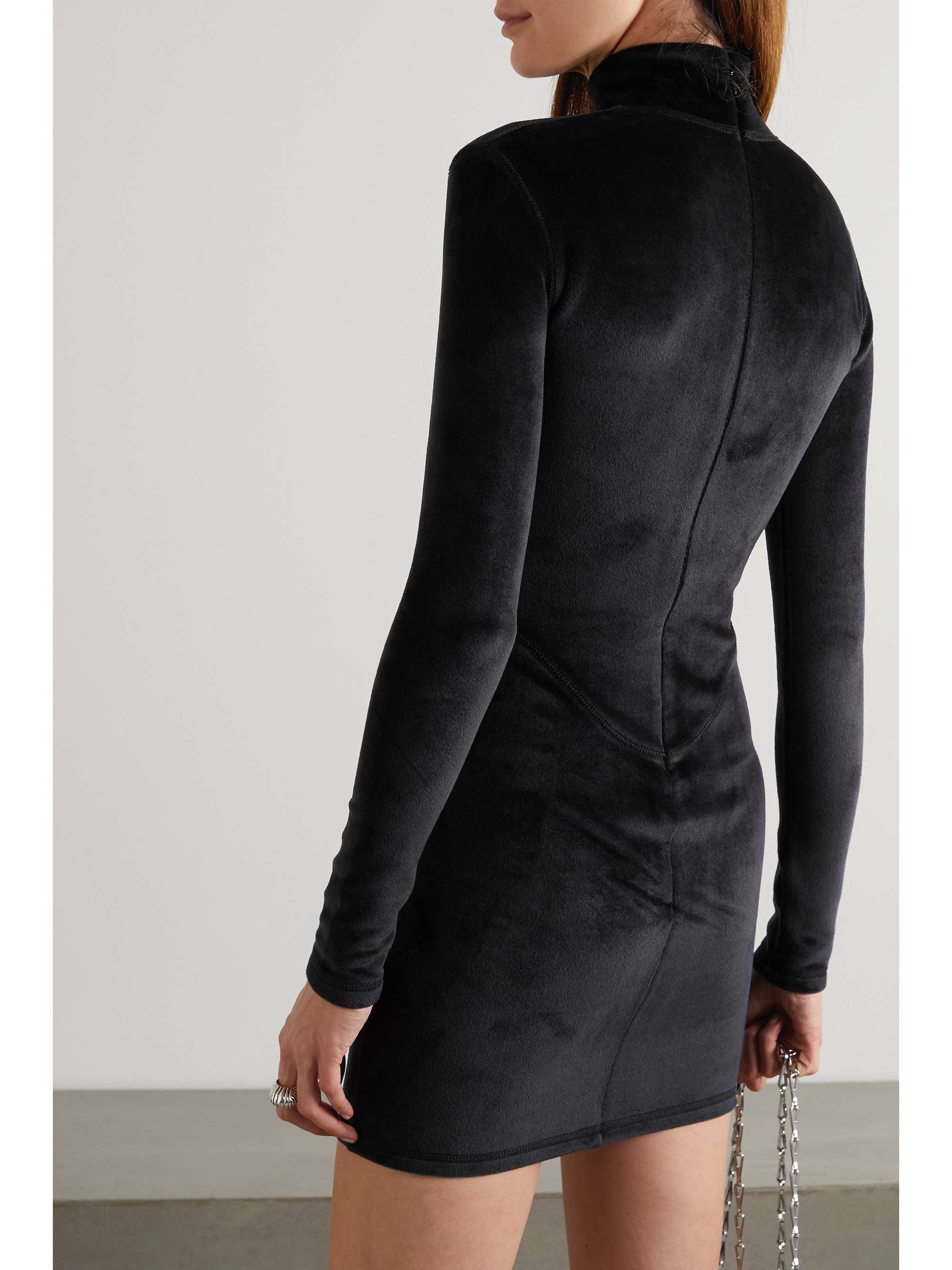 T BY ALEXANDER WANG Mini-robe à col montant en velours stretch