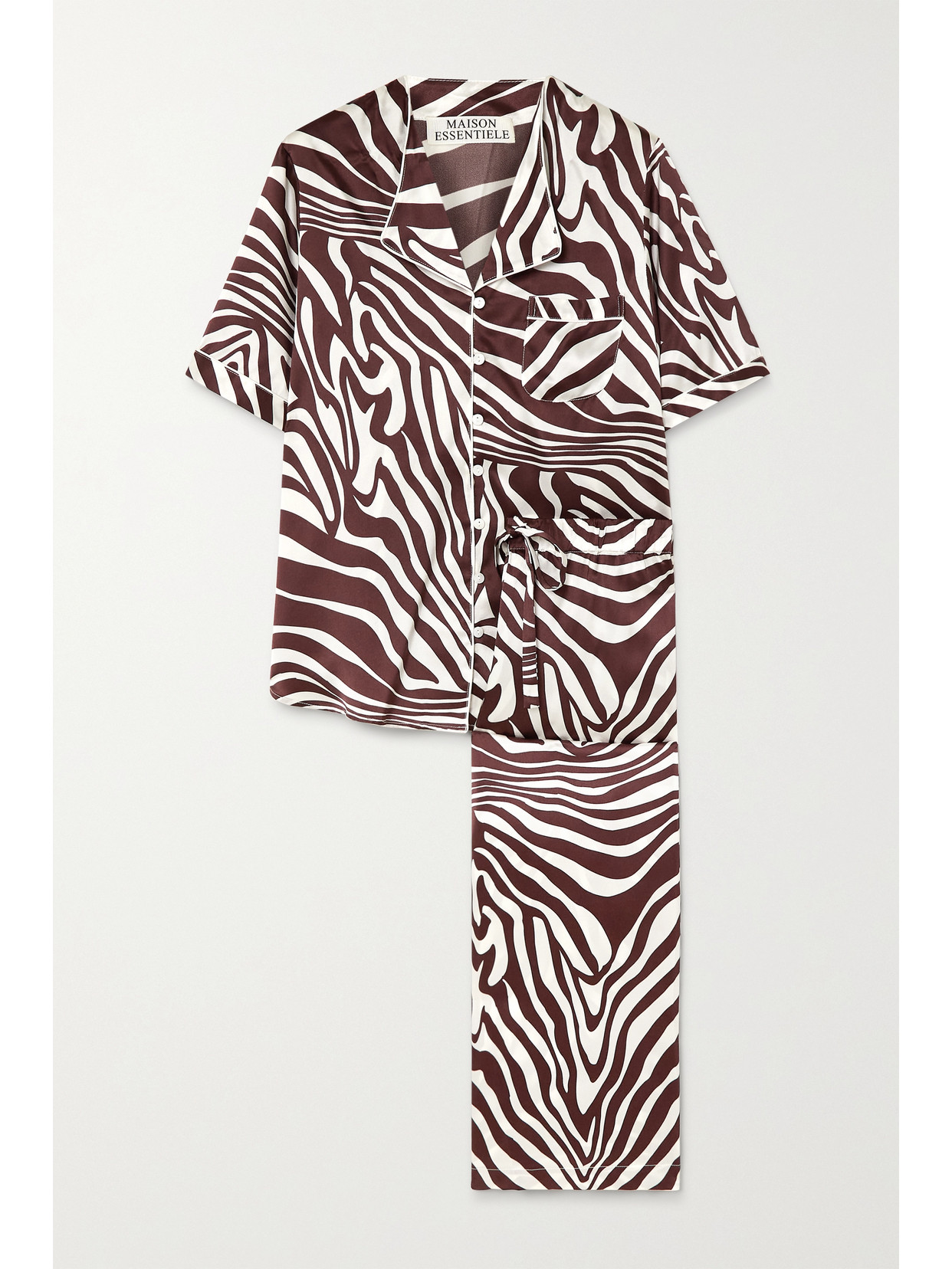 MAISON ESSENTIELE EMMA ZEBRA-PRINT SILK-SATIN PAJAMA SET