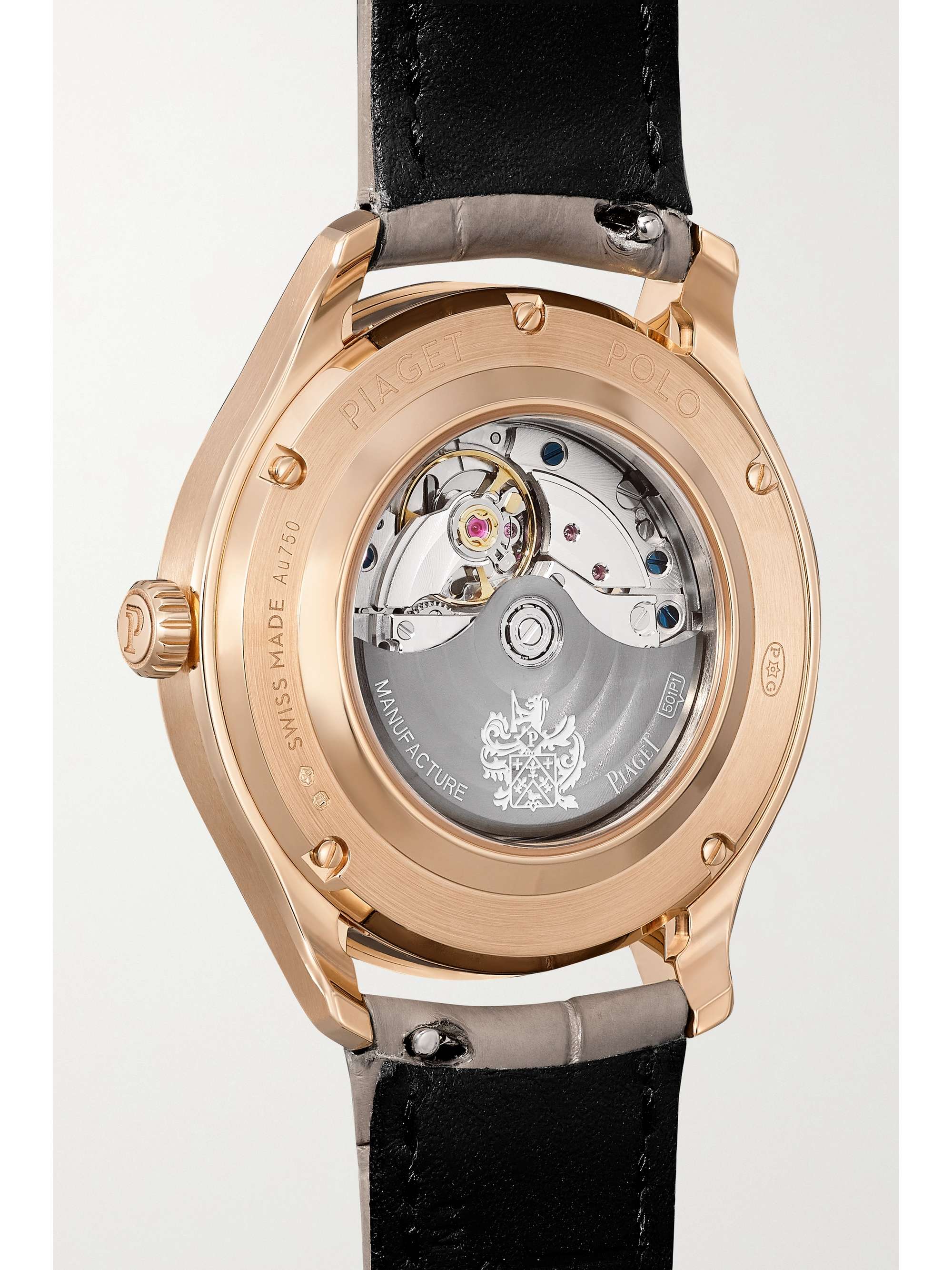 PIAGET Polo Automatic 36mm 18-karat rose gold, alligator and diamond watch