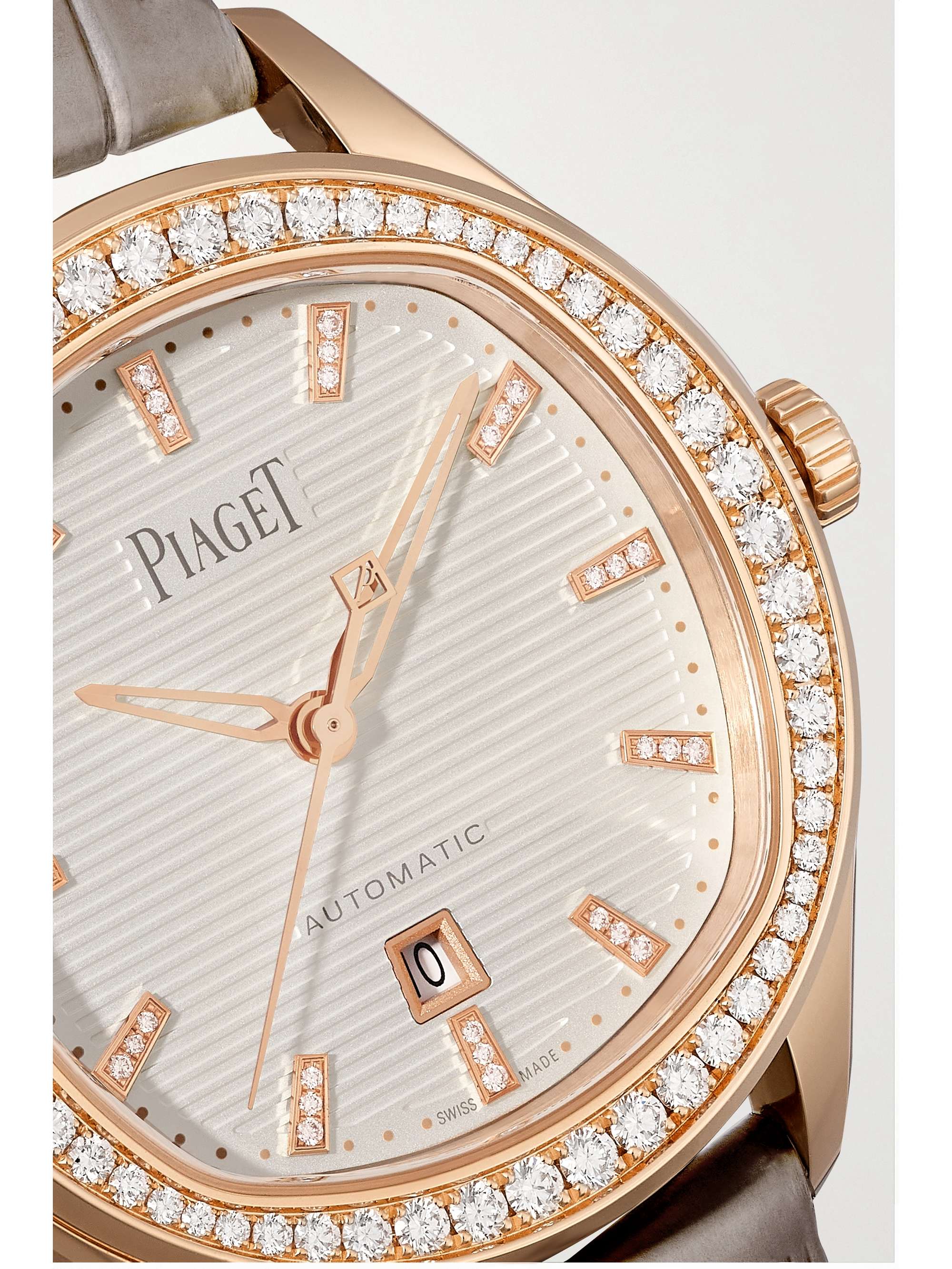 PIAGET Polo Automatic 36mm 18-karat rose gold, alligator and diamond watch