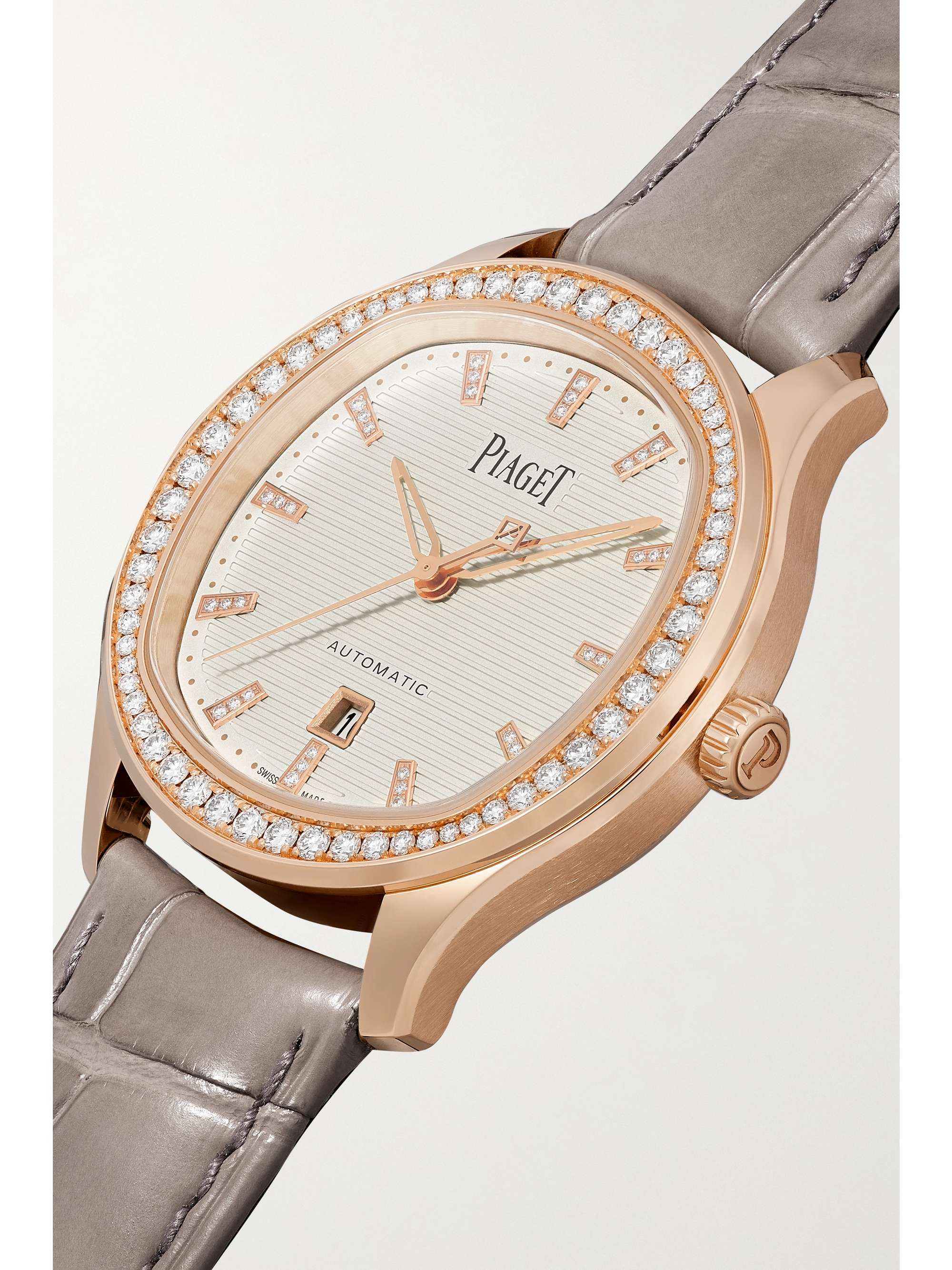 PIAGET Polo Automatic 36mm 18-karat rose gold, alligator and diamond watch