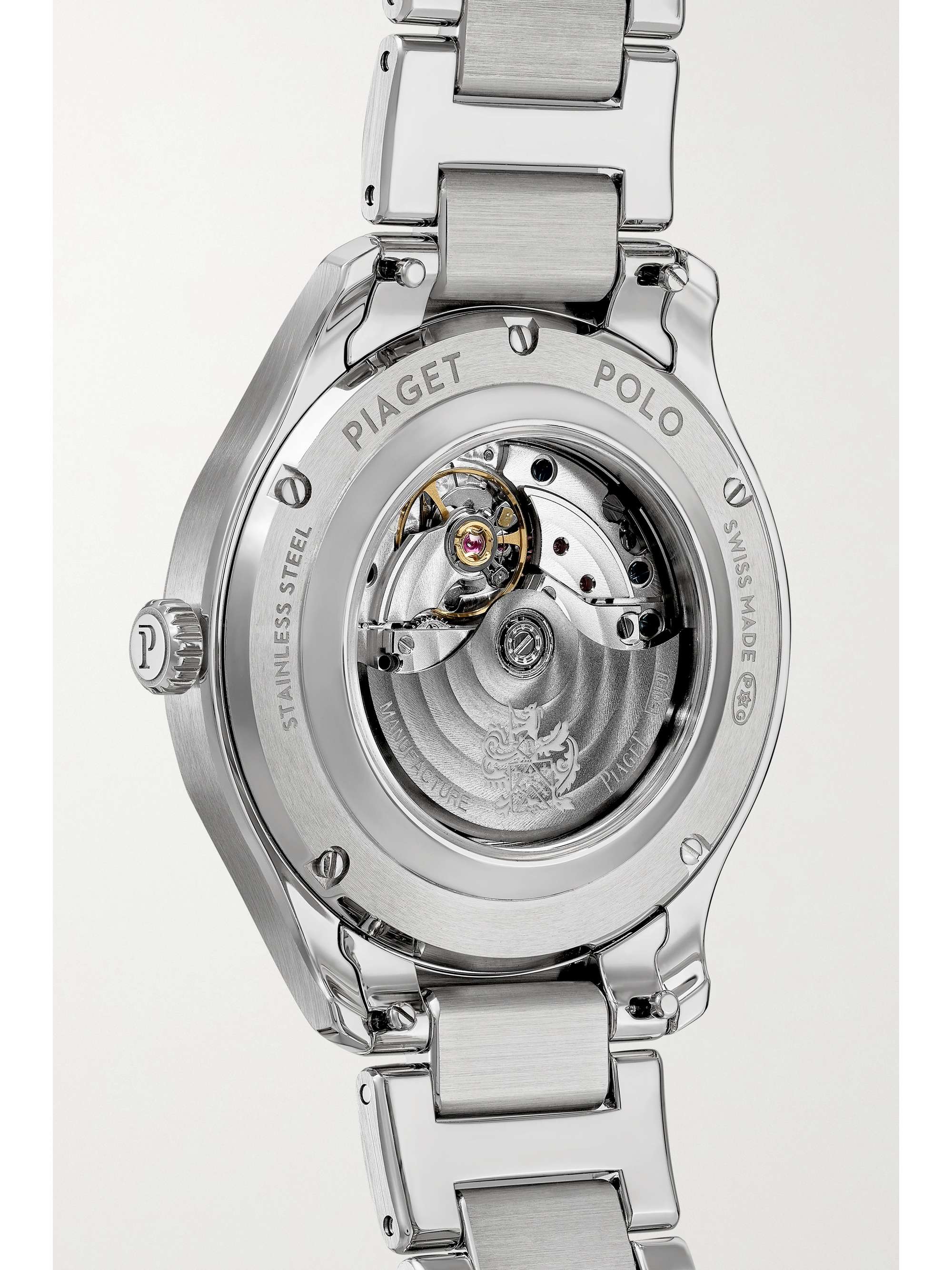 PIAGET Polo Automatic 36 mm Uhr aus Edelstahl mit Details aus 18 Karat Roségold und Diamanten