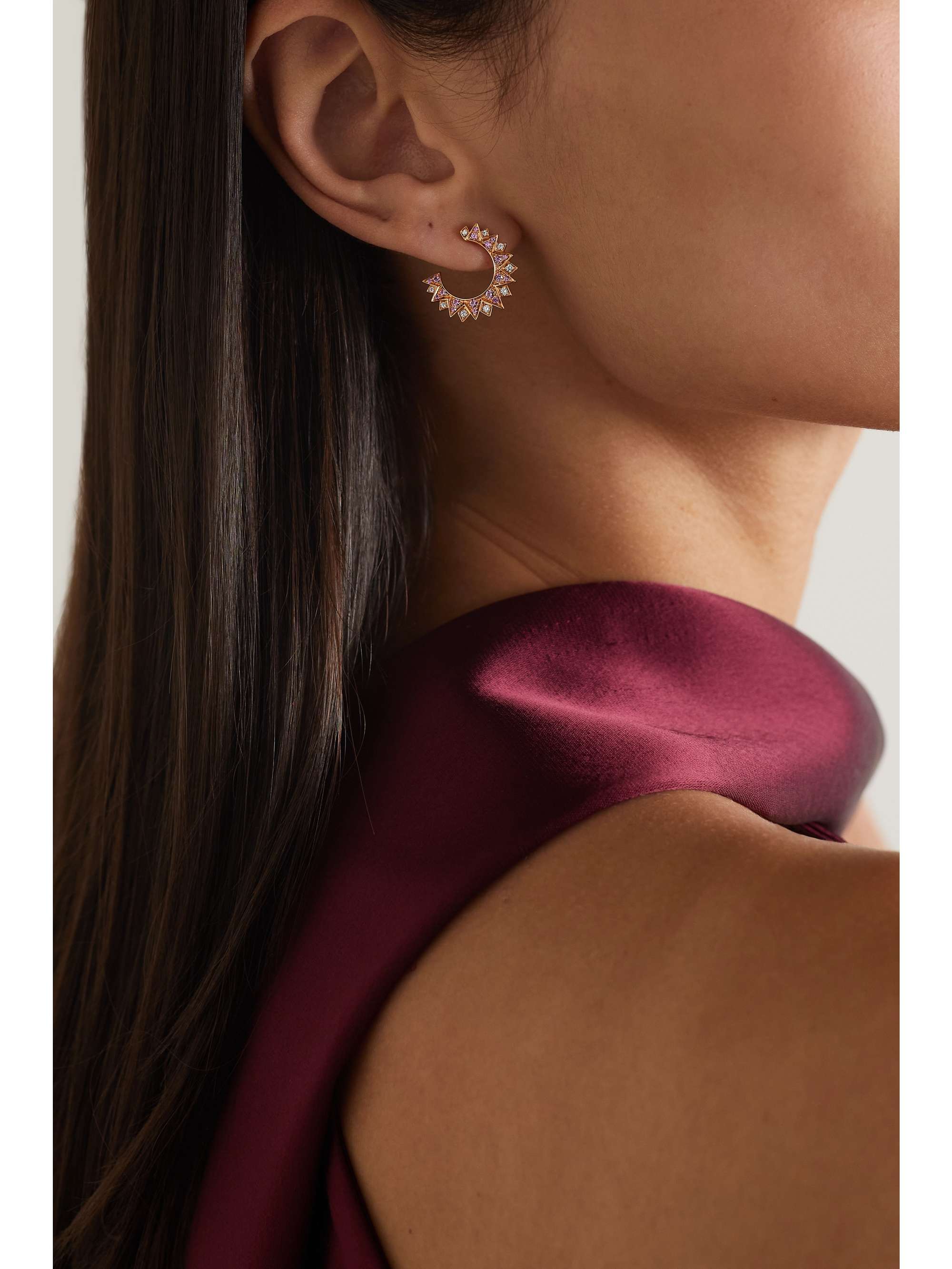 Sunlight 18-karat rose gold, sapphire and diamond earrings gold One Size